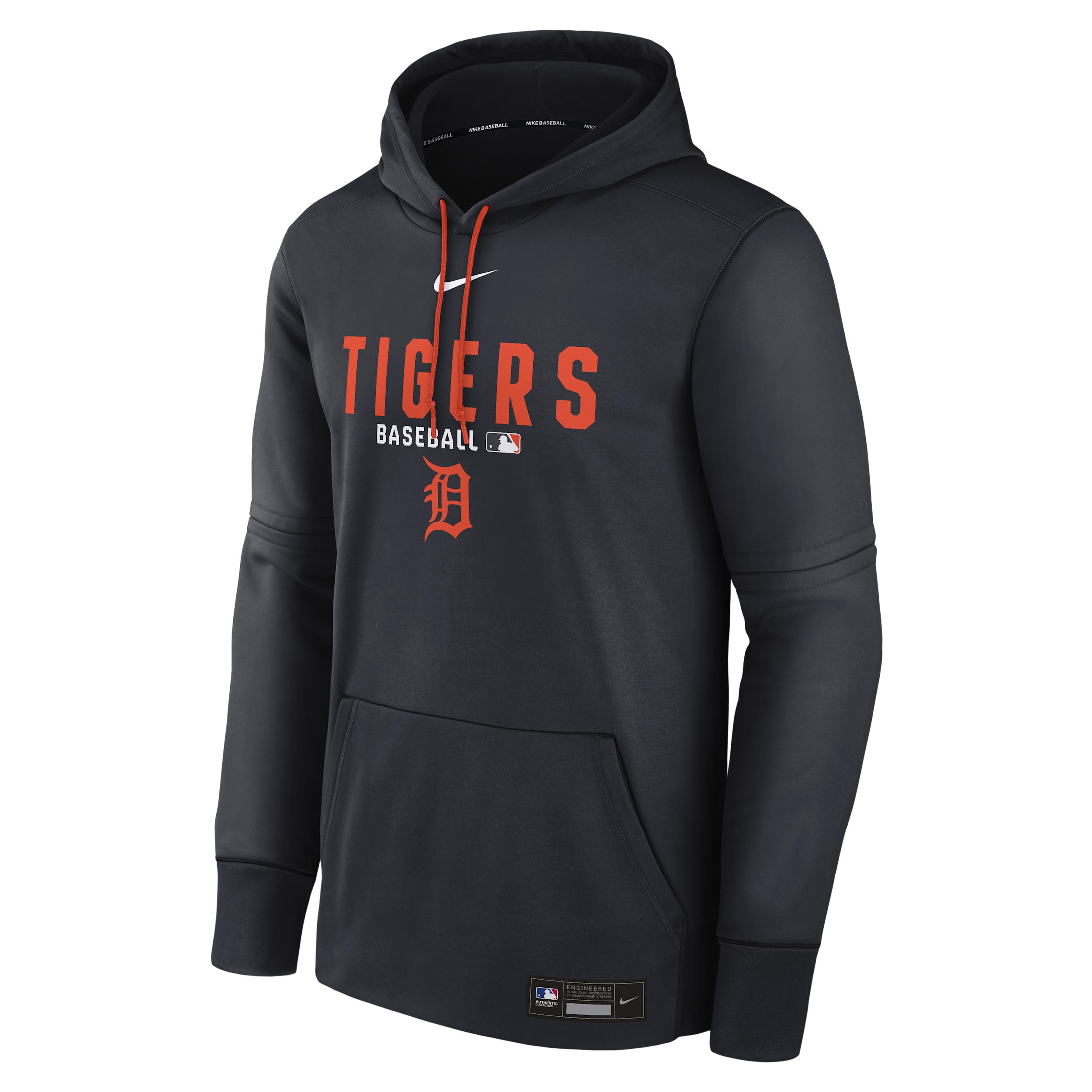 Men's Detroit Tigers Authentic Collection Nike Therma MLB Pullover Hoodie by NIKE