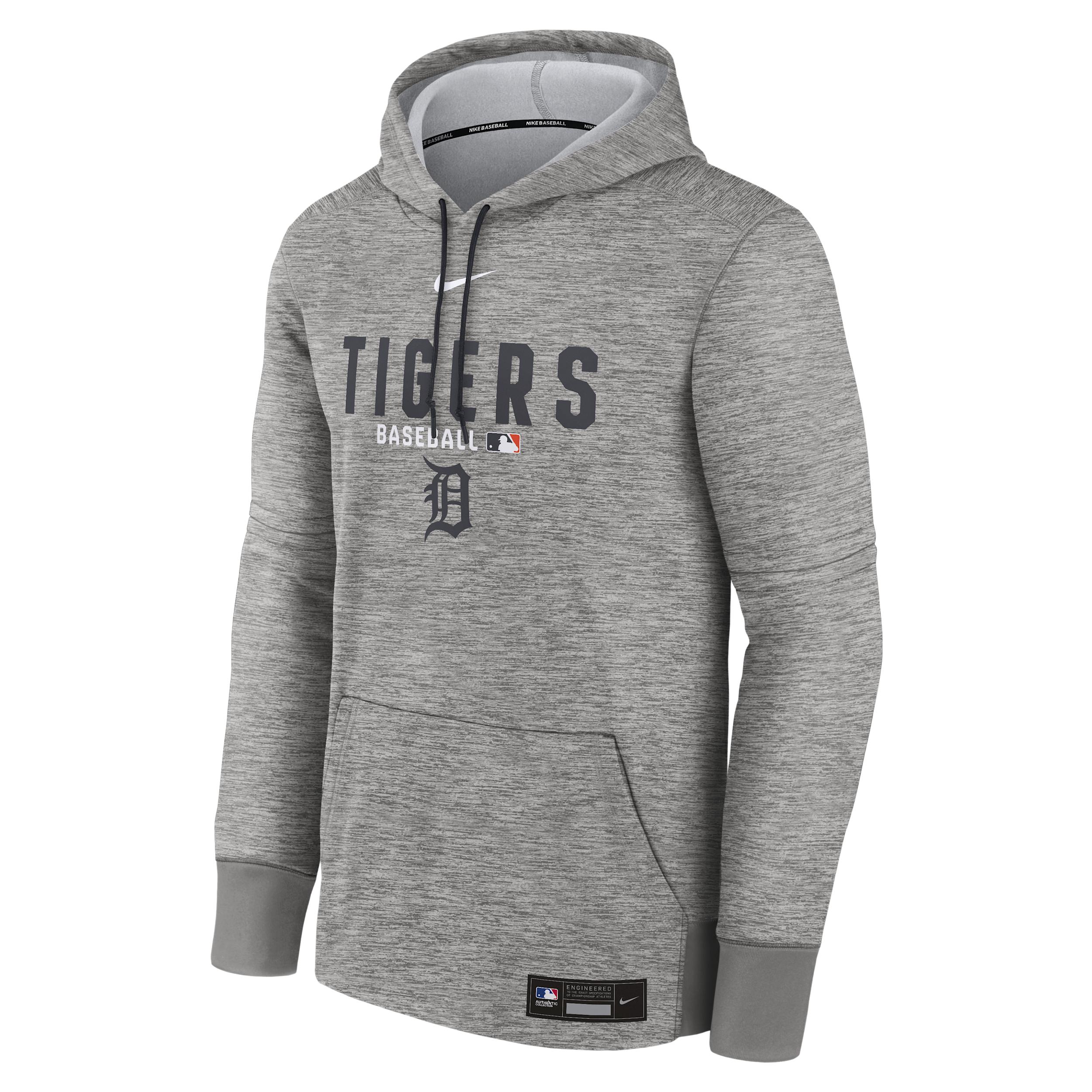 Men's Detroit Tigers Authentic Collection Nike Therma MLB Pullover Hoodie by NIKE