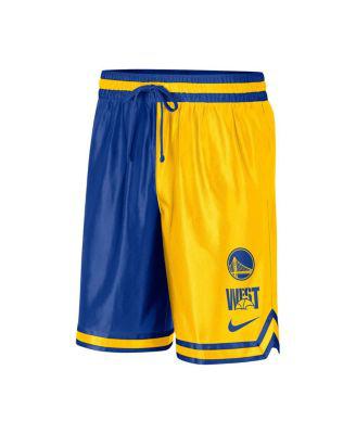 Men's Gold, Royal Golden State Warriors Courtside Versus Force Split DNA Performance Shorts by NIKE