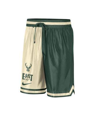 Men's Hunter Green, Cream Milwaukee Bucks Courtside Versus Force Split DNA Performance Shorts by NIKE