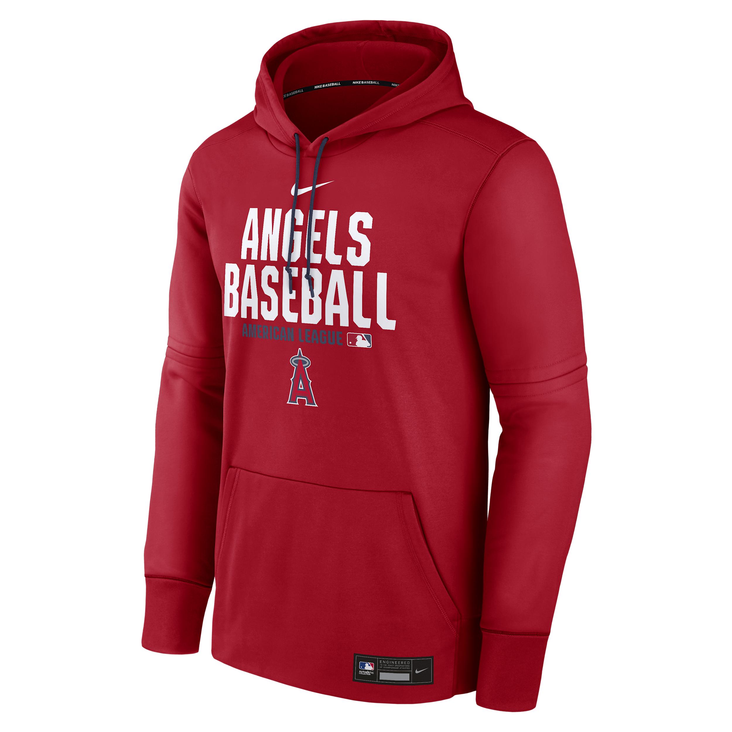 Men's Los Angeles Angels Authentic Collection Nike Therma MLB Pullover Hoodie by NIKE