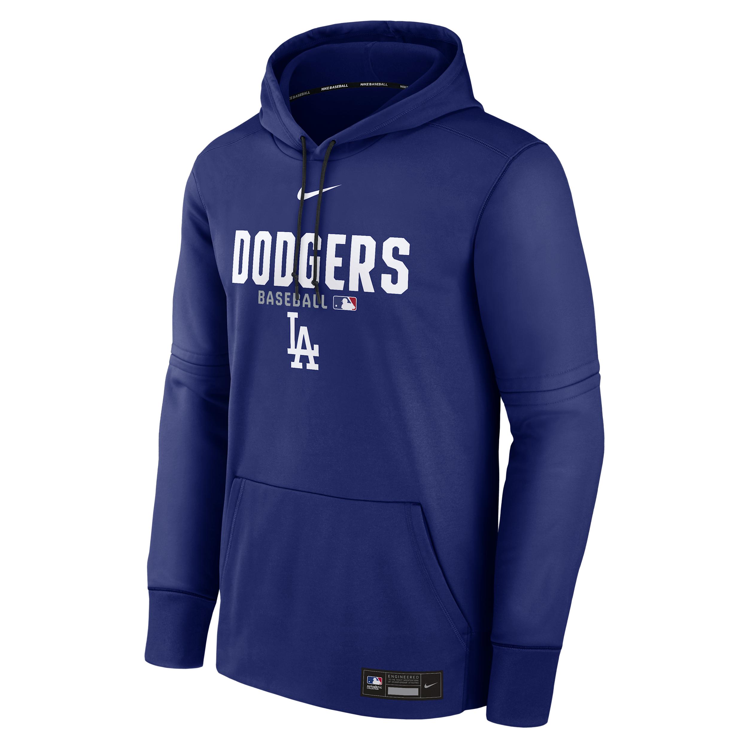 Men's Los Angeles Dodgers Authentic Collection Nike Therma MLB Pullover Hoodie by NIKE