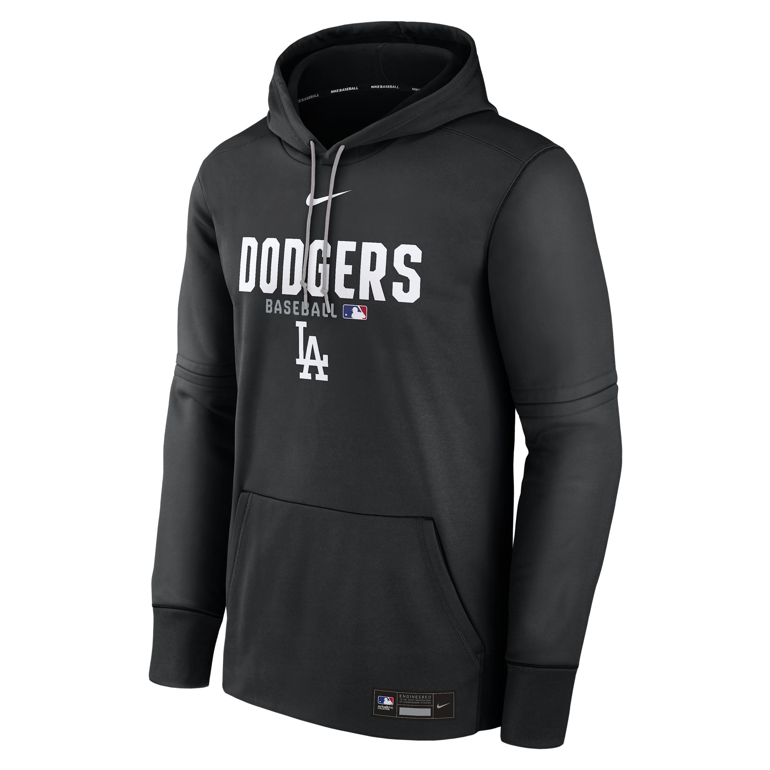 Men's Los Angeles Dodgers Authentic Collection Nike Therma MLB Pullover Hoodie by NIKE