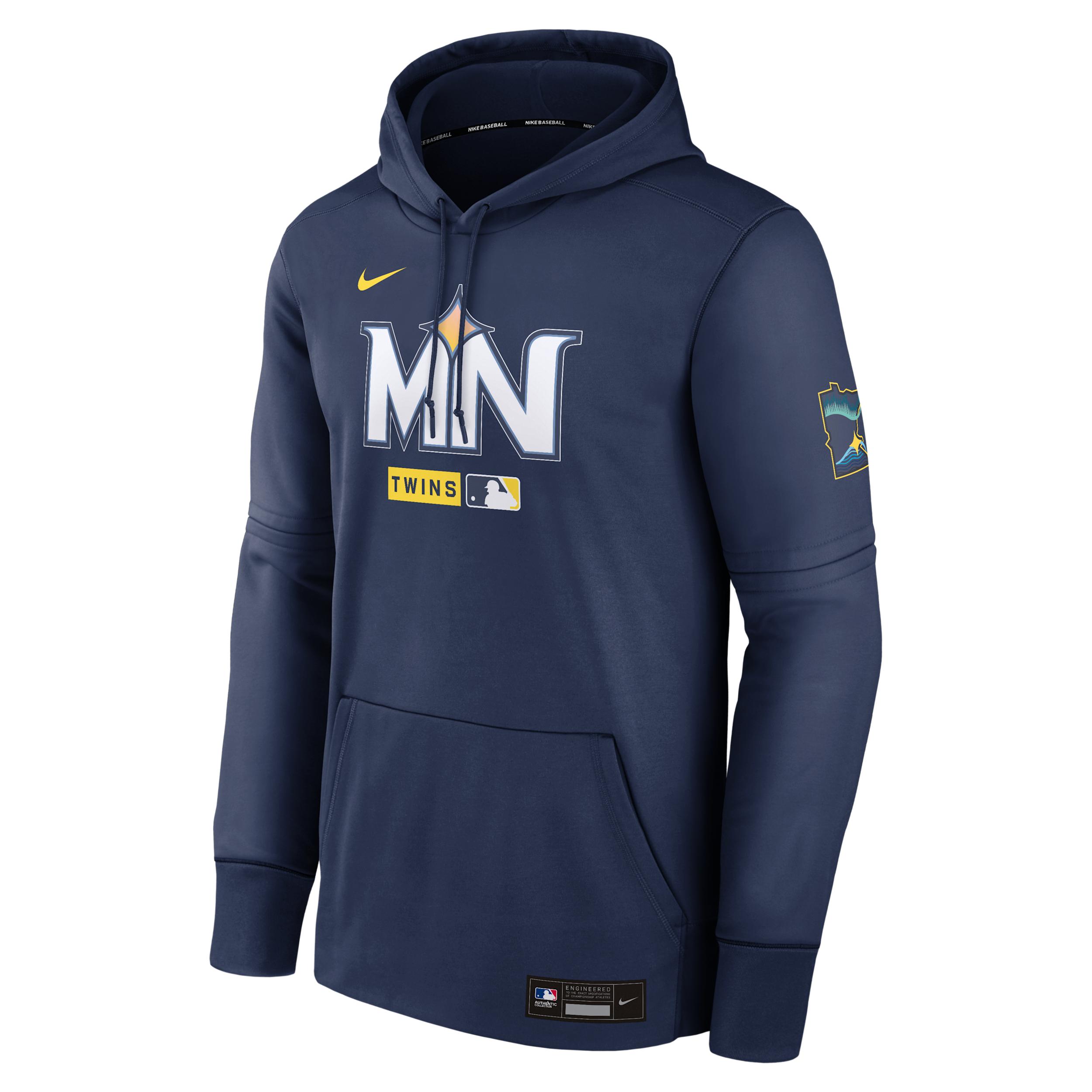 Men's Minnesota Twins Authentic Collection City Connect Nike Therma MLB Pullover Hoodie by NIKE
