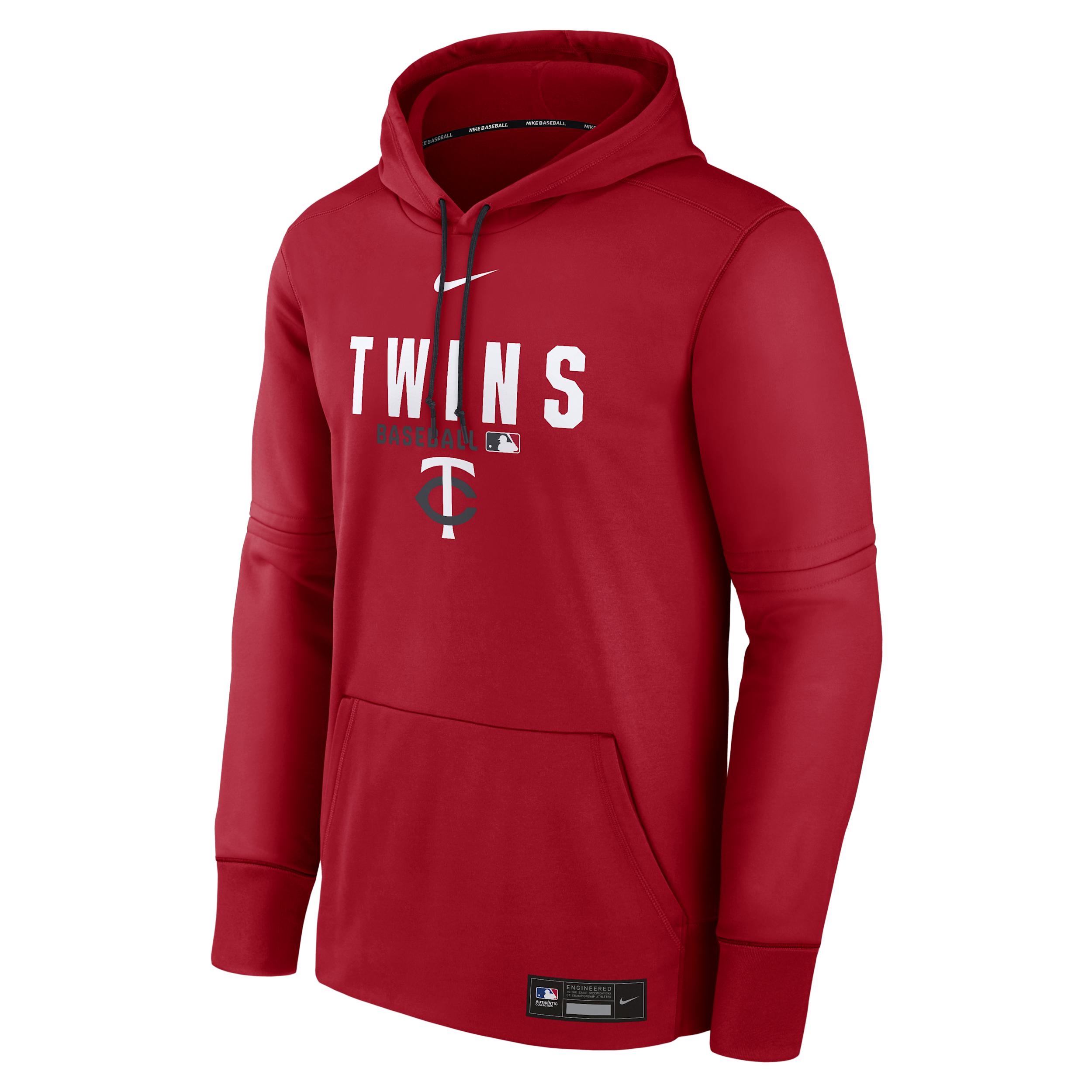 Men's Minnesota Twins Authentic Collection Nike Therma MLB Pullover Hoodie by NIKE