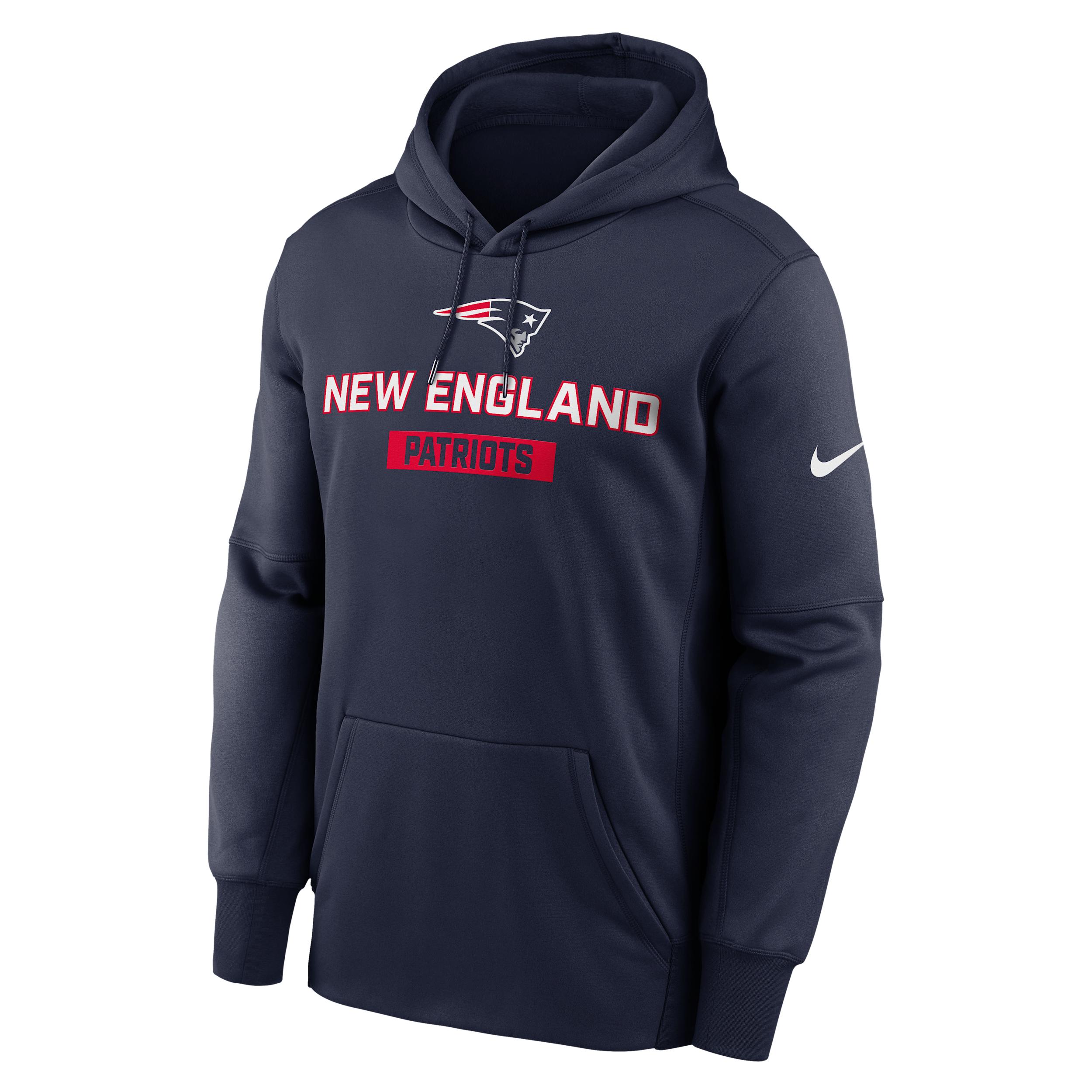 Men's New England Patriots Toss Sweep Menâs Nike Therma NFL Pullover Hoodie by NIKE