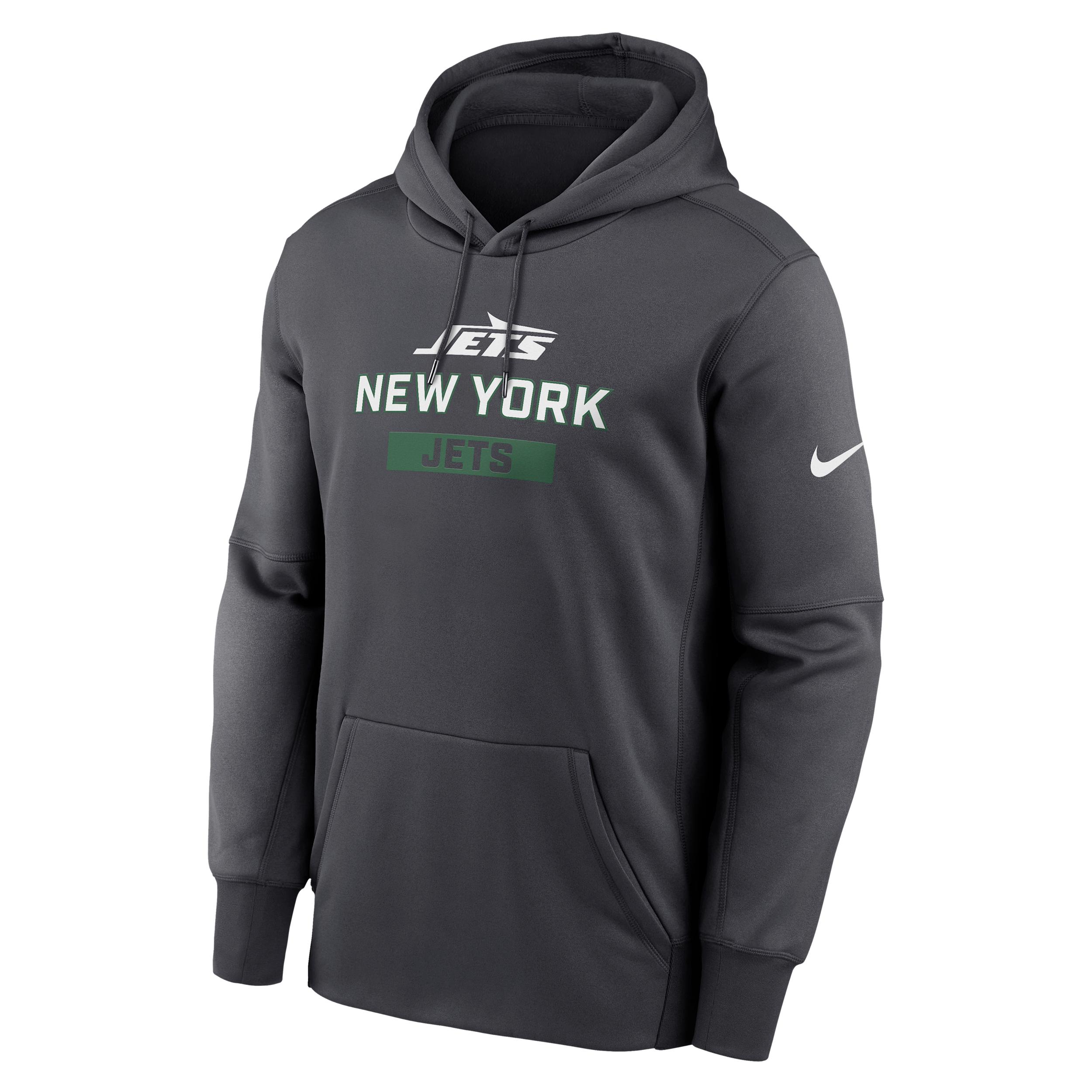 Men's New York Jets Toss Sweep Menâs Nike Therma NFL Pullover Hoodie by NIKE