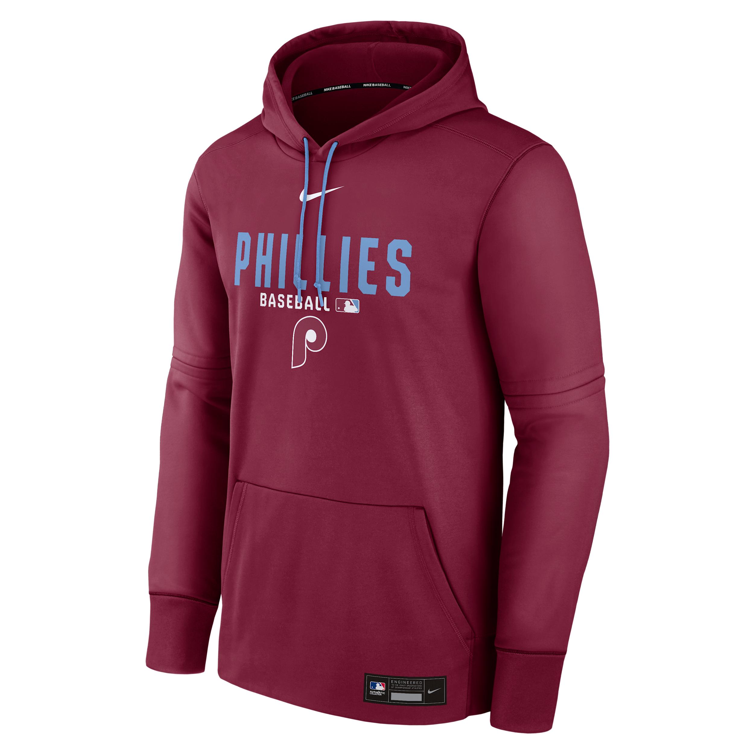 Men's Philadelphia Phillies Authentic Collection Nike Therma MLB Pullover Hoodie by NIKE