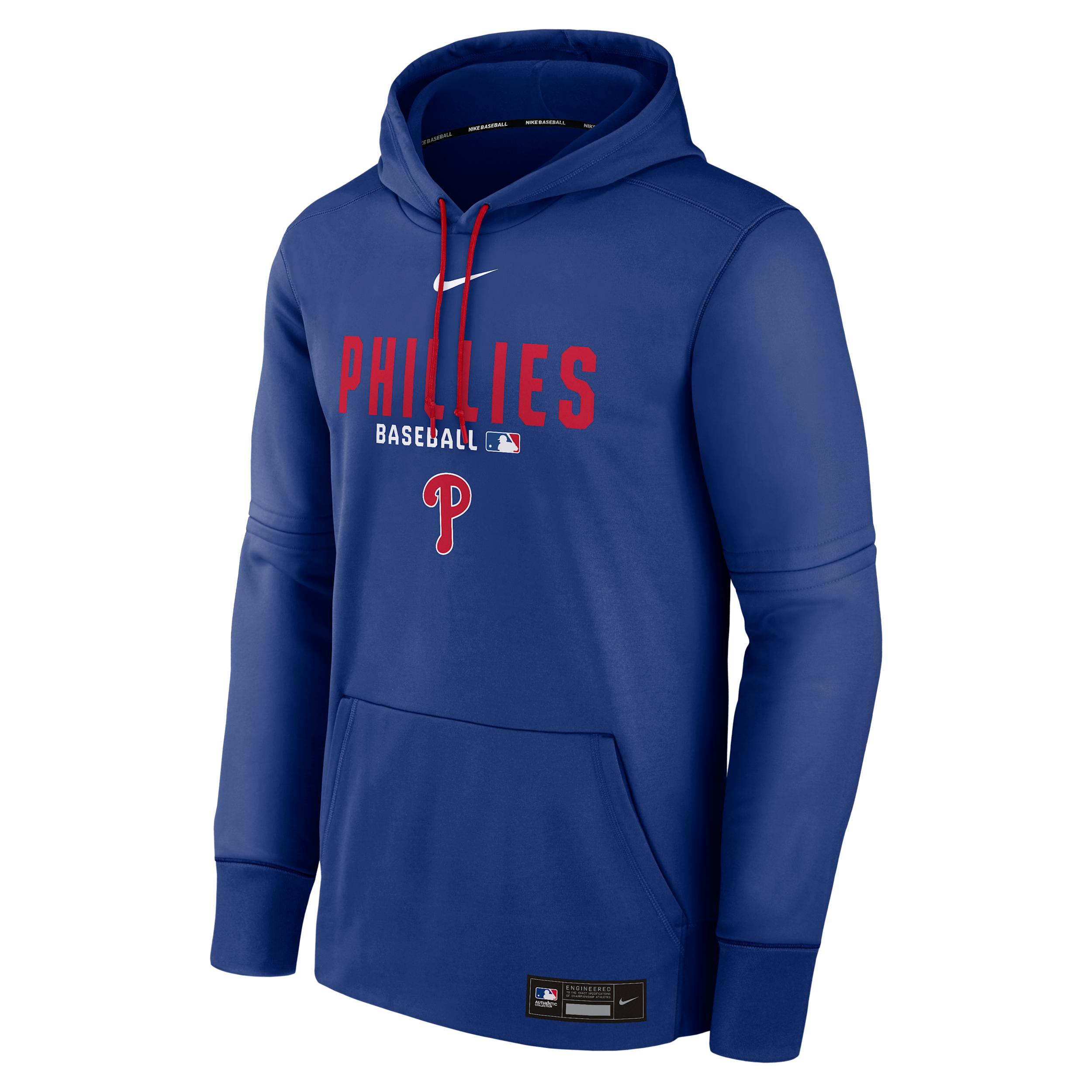 Men's Philadelphia Phillies Authentic Collection Nike Therma MLB Pullover Hoodie by NIKE