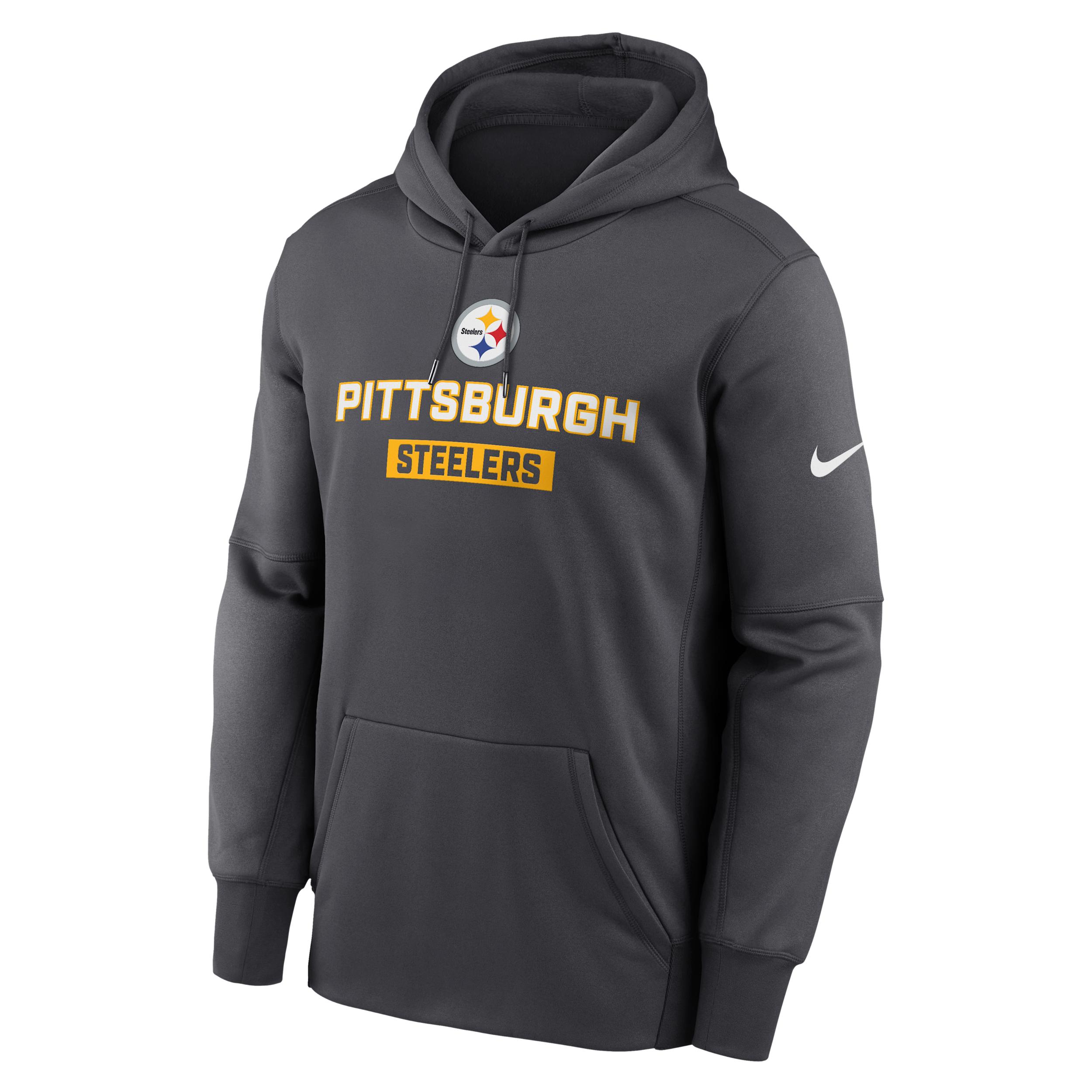 Men's Pittsburgh Steelers Toss Sweep Menâs Nike Therma NFL Pullover Hoodie by NIKE