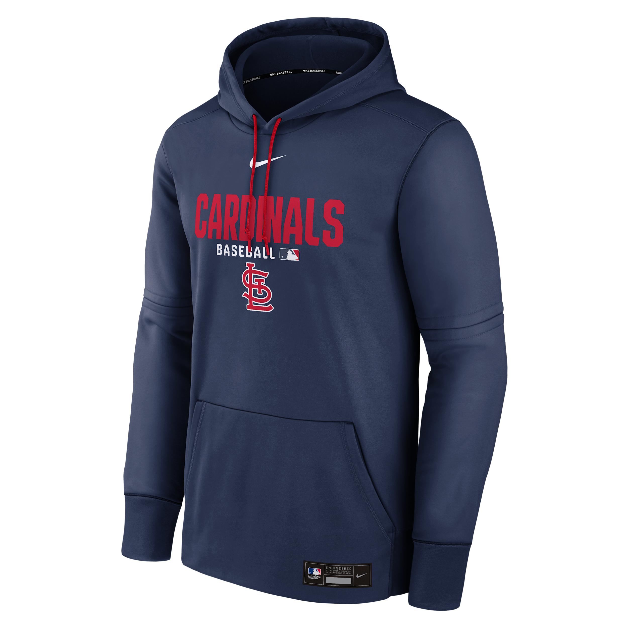 Men's St. Louis Cardinals Authentic Collection Nike Therma MLB Pullover Hoodie by NIKE