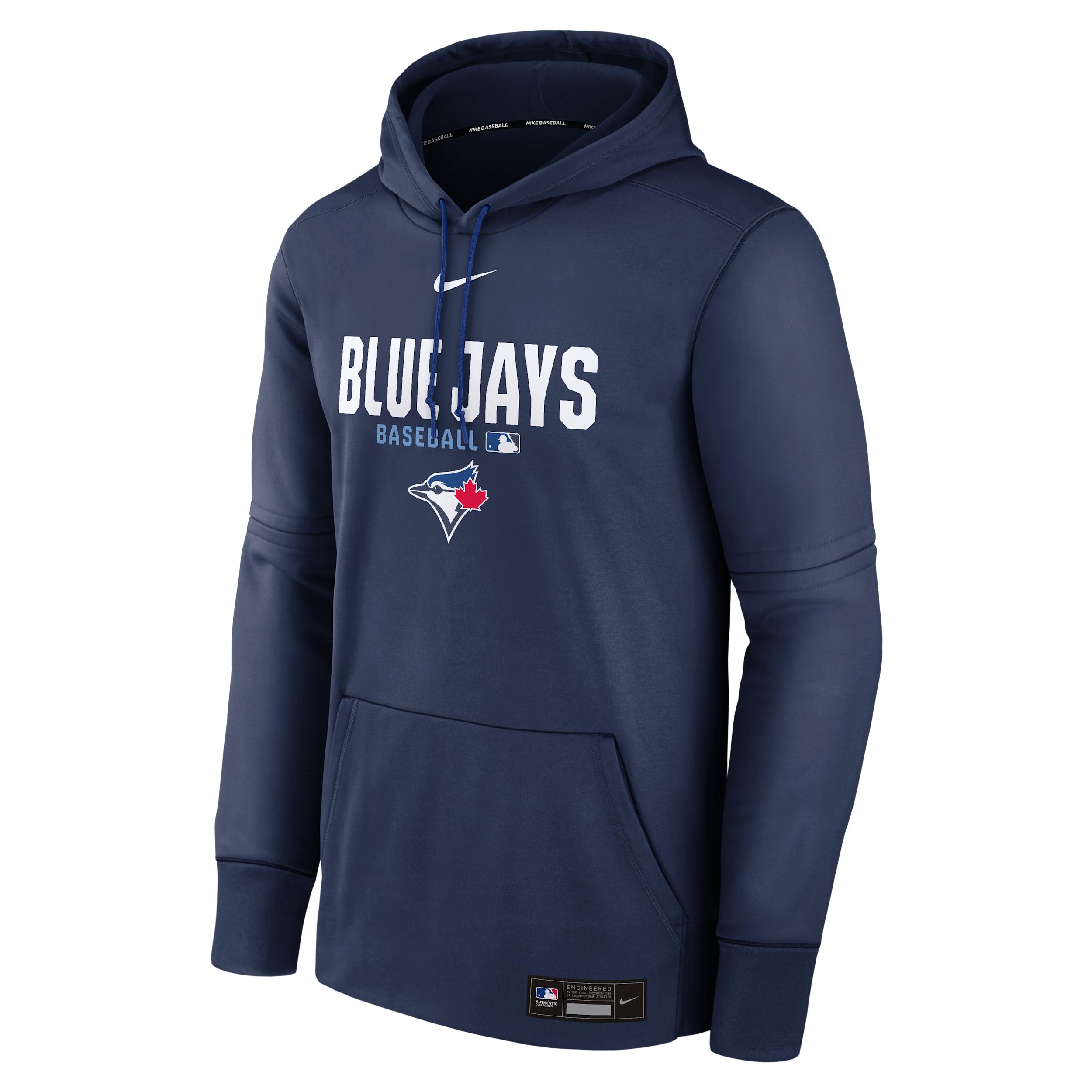Men's Toronto Blue Jays Authentic Collection Nike Therma MLB Pullover Hoodie by NIKE