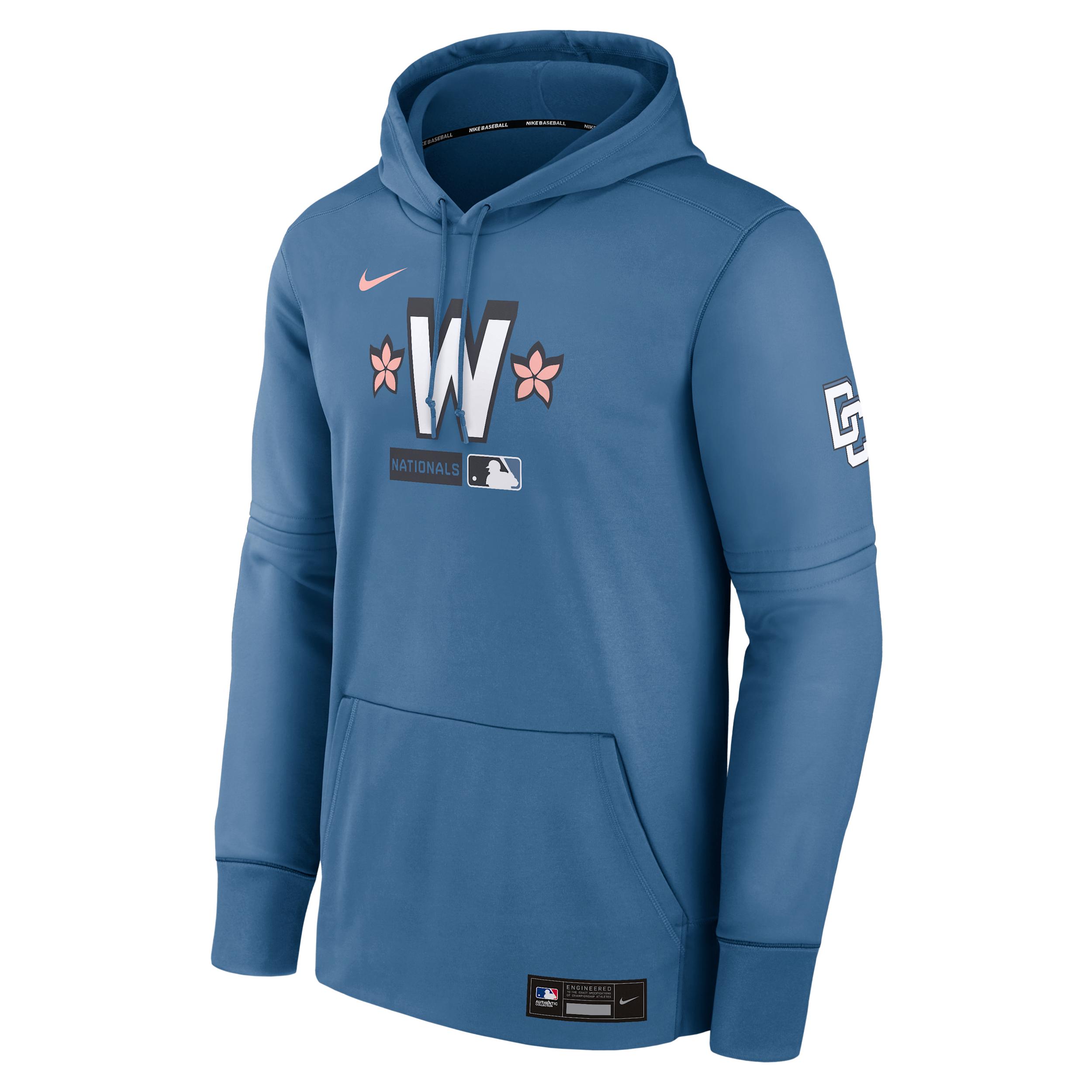 Men's Washington Nationals Authentic Collection City Connect Nike Therma MLB Pullover Hoodie by NIKE