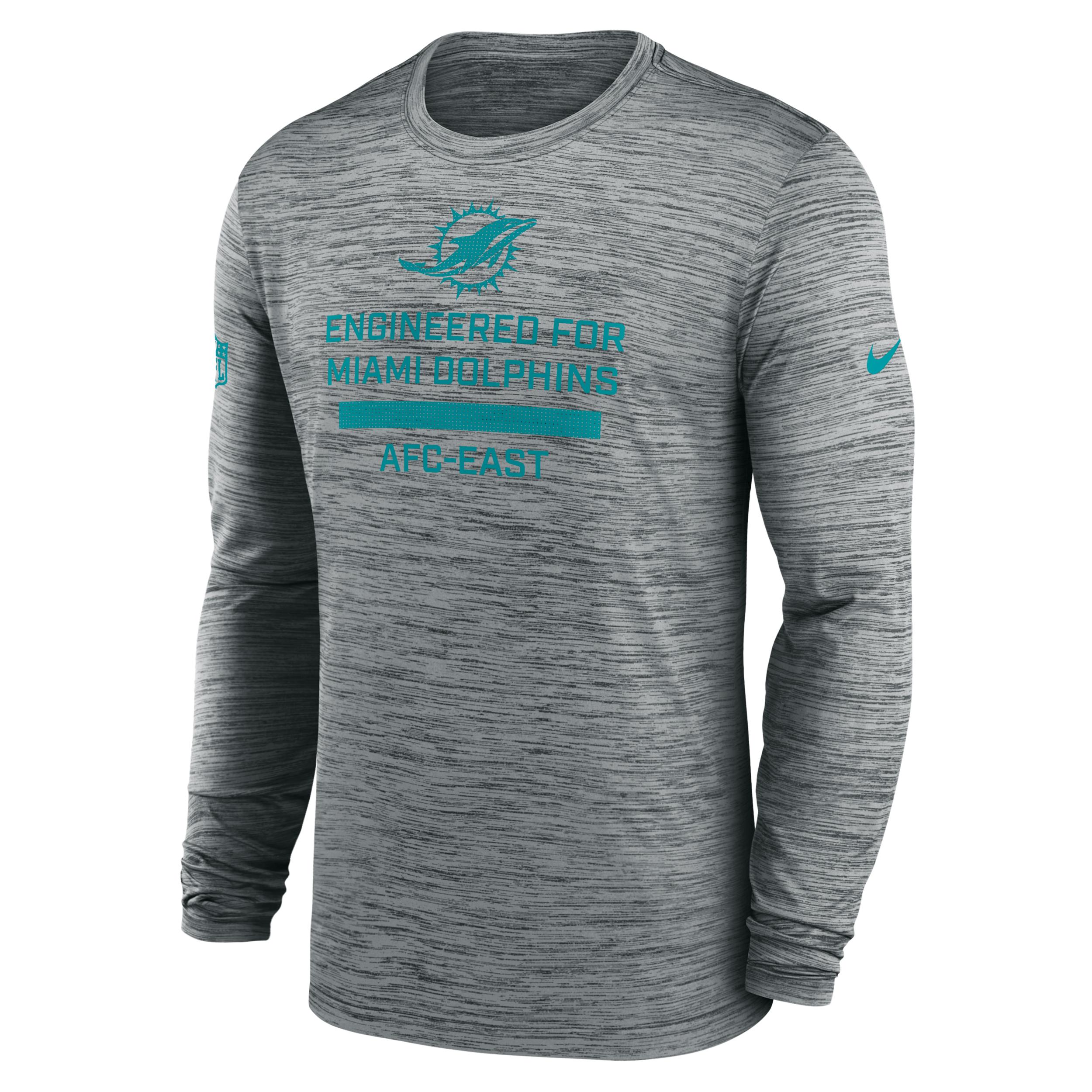 Miami Dolphins Sideline Team Issue Velocity Nike Men's Dri-FIT NFL Long-Sleeve T-Shirt by NIKE