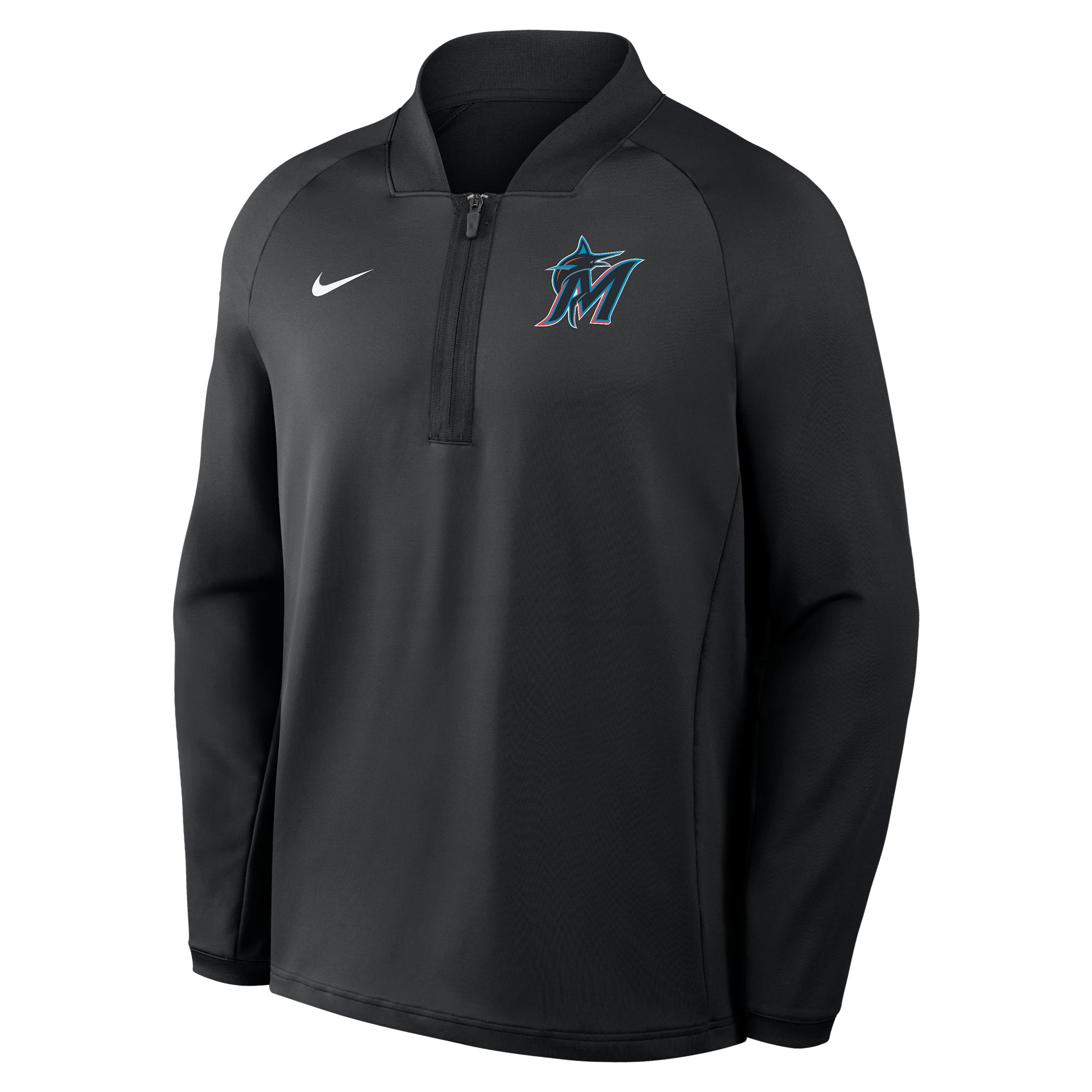 Miami Marlins Authentic Collection Nike Men's Dri-FIT MLB 1/2-Zip Long-Sleeve Top by NIKE