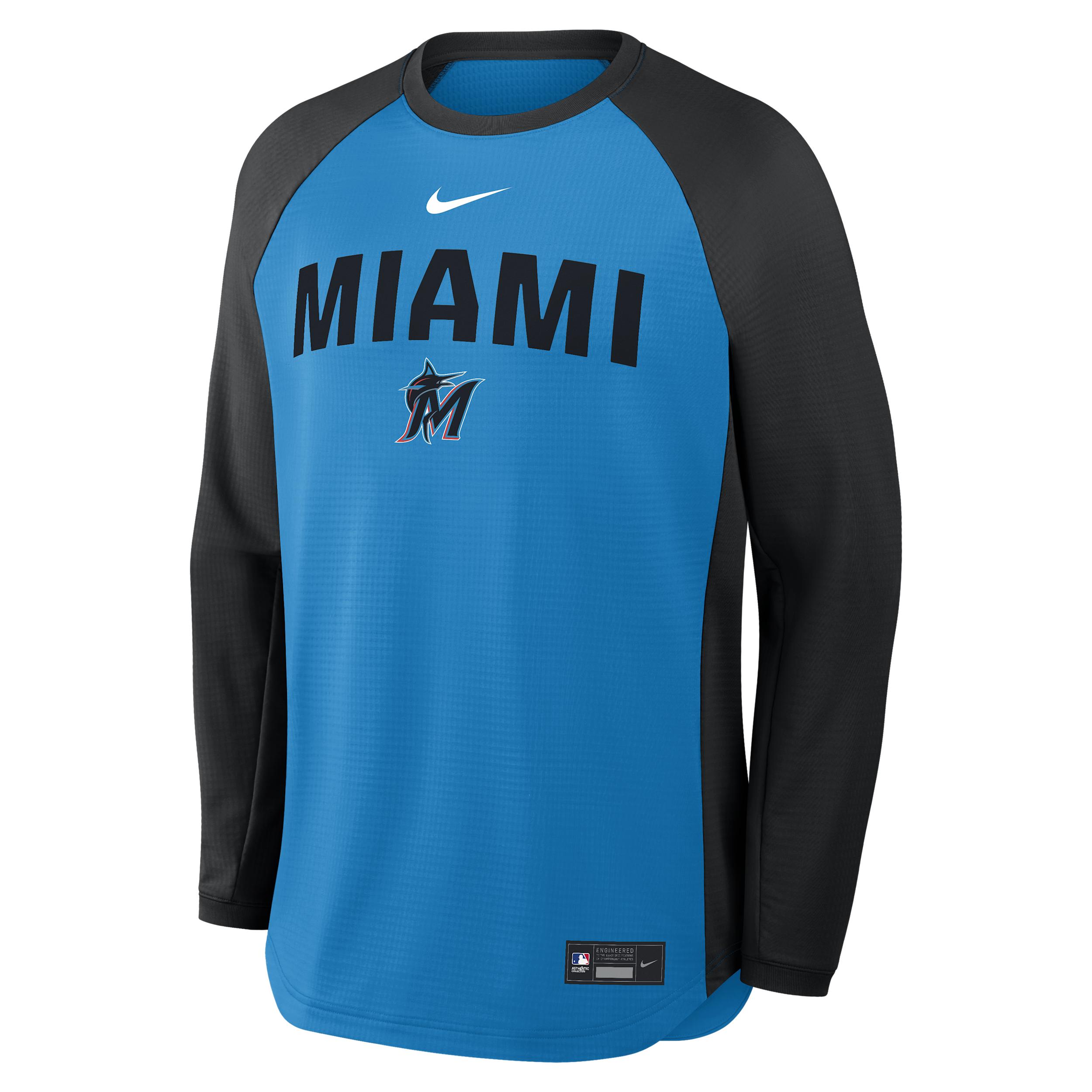 Miami Marlins Authentic Collection Nike Men's Dri-FIT Pullover Crew by NIKE
