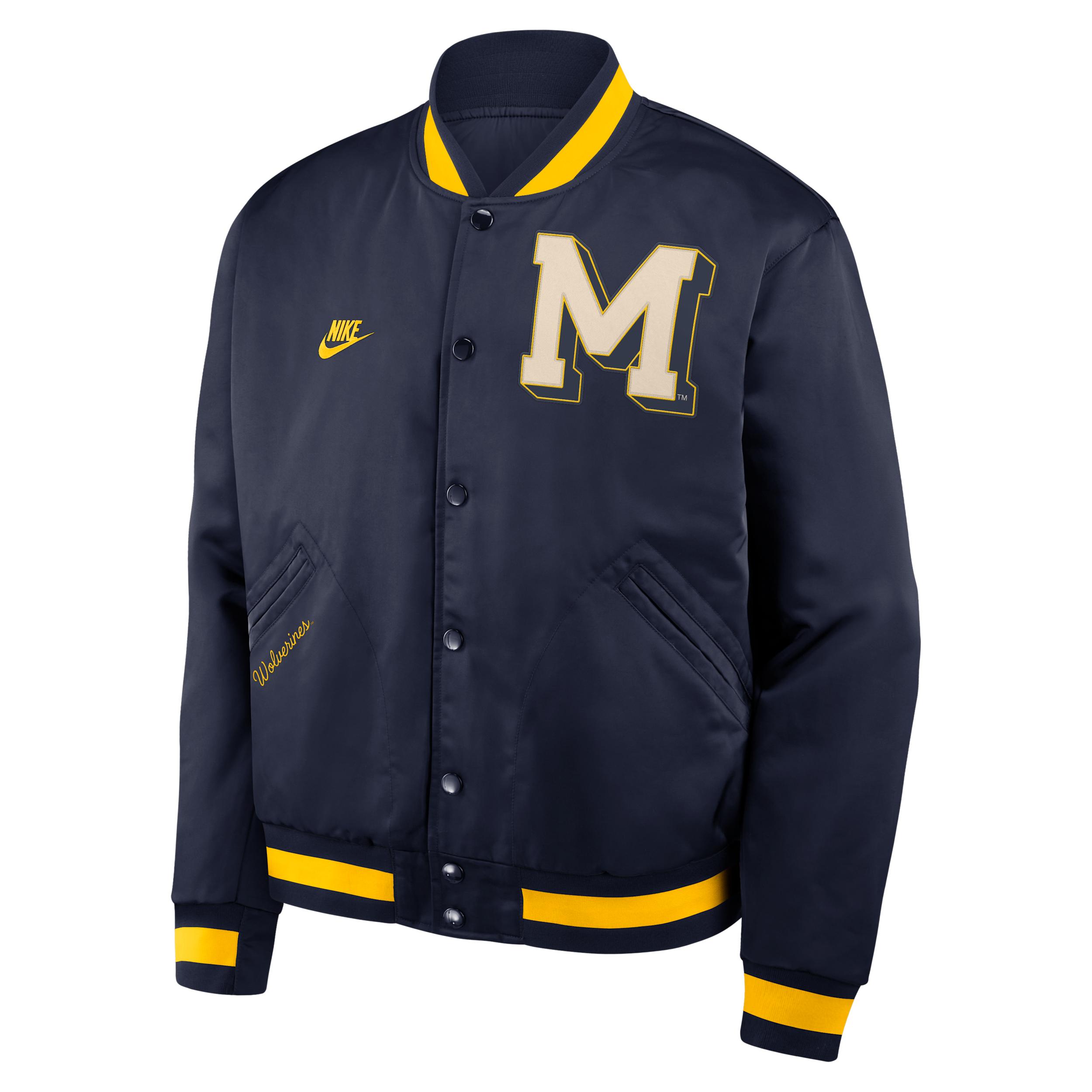 Michigan Legacy Nike Men's College Full-Snap Bomber Jacket by NIKE