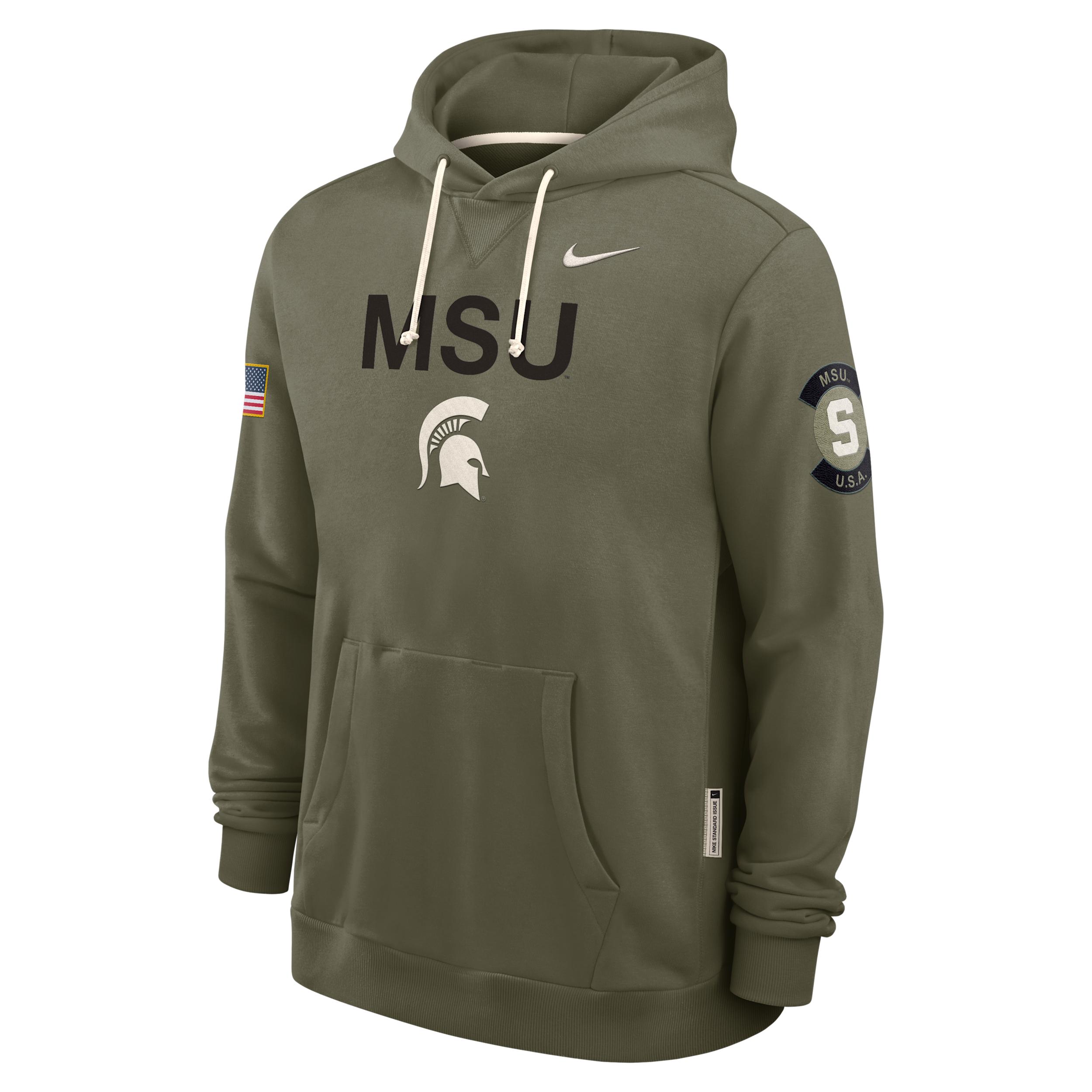 Michigan State 2025 Military Appreciation Nike Men's Dri-FIT College Pullover Hoodie by NIKE