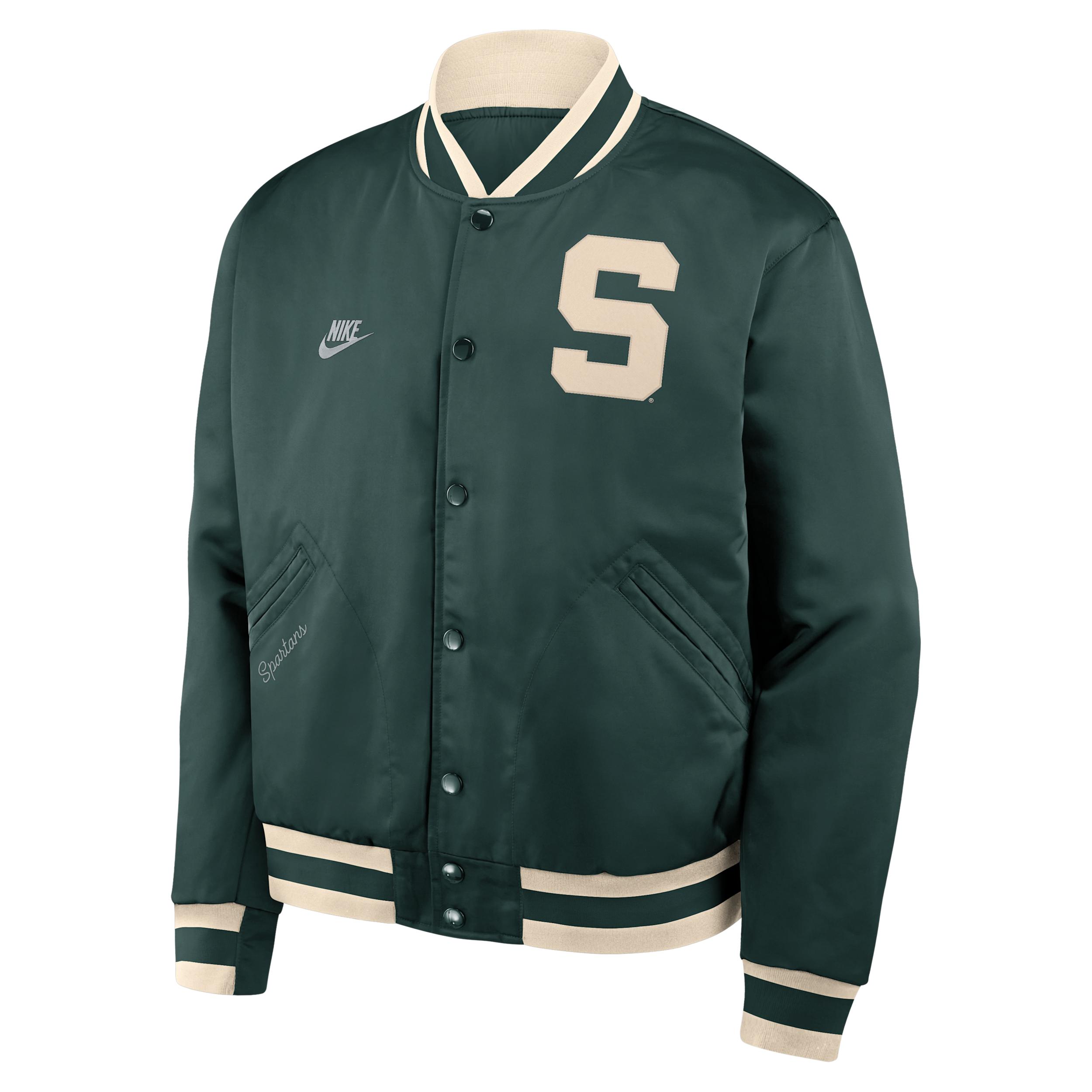 Michigan State Legacy Nike Men's College Full-Snap Bomber Jacket by NIKE