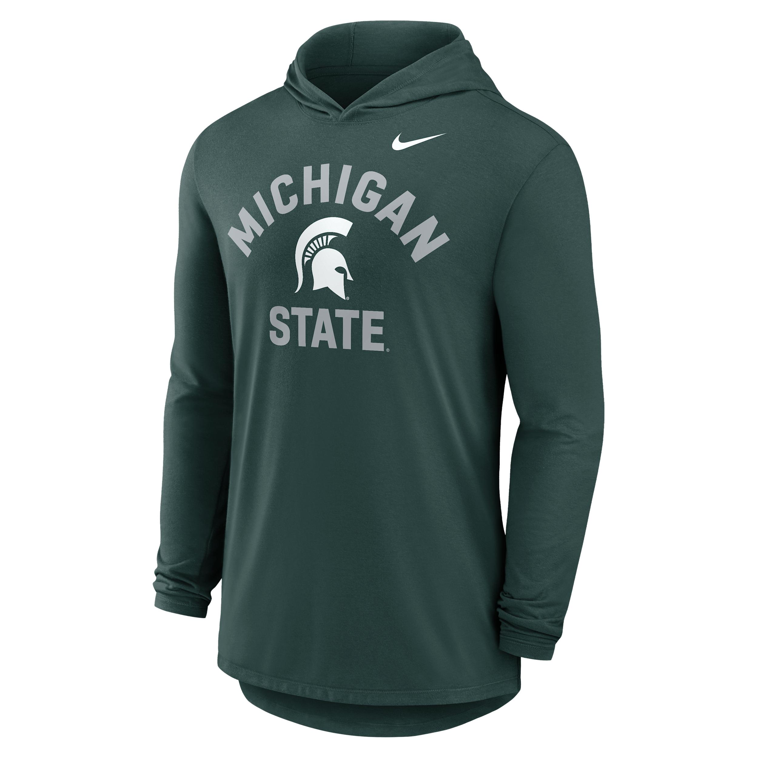 Michigan State Primetime Arch Nike Men's Dri-FIT College Long-Sleeve Hooded T-Shirt by NIKE