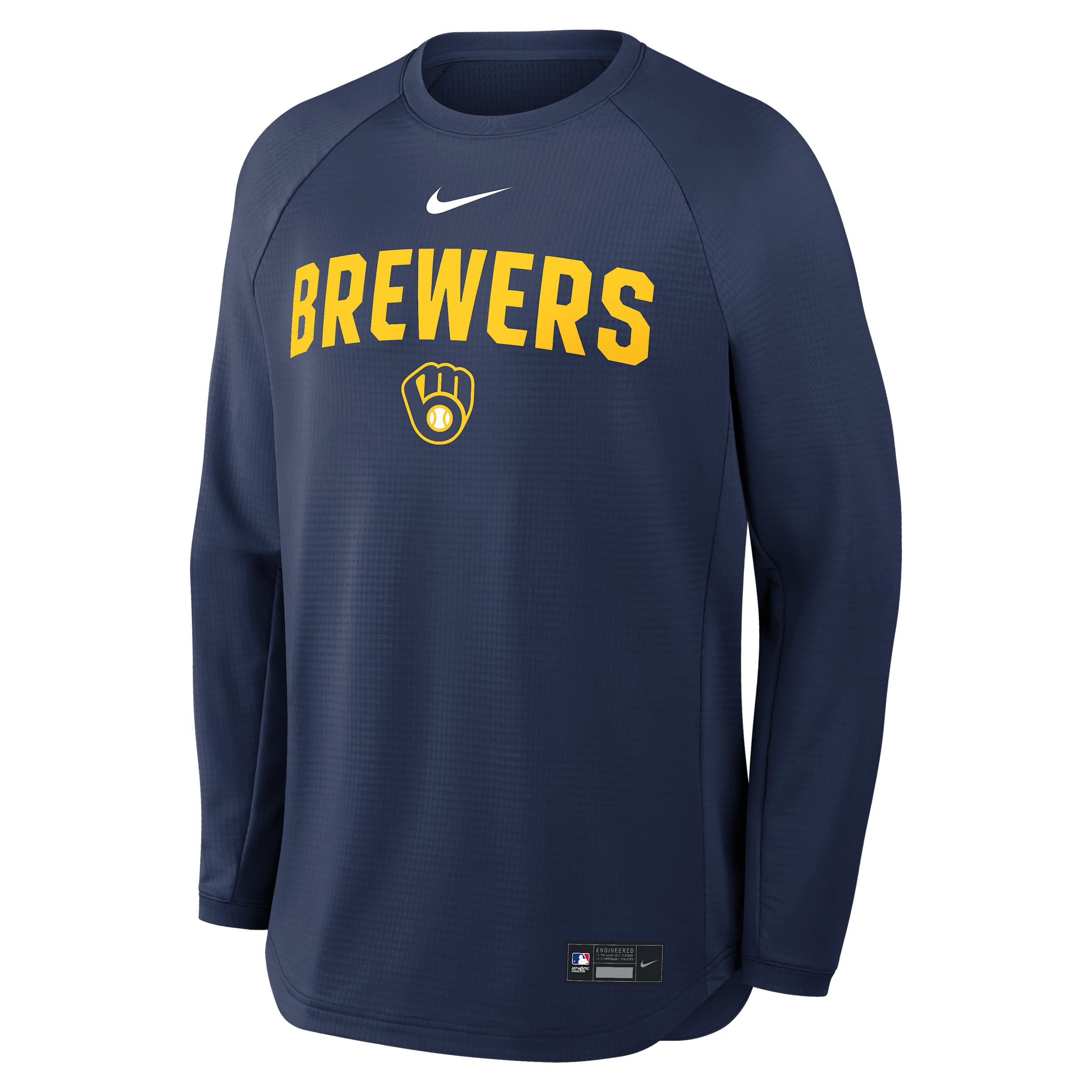 Milwaukee Brewers Authentic Collection Nike Men's Dri-FIT Pullover Crew by NIKE
