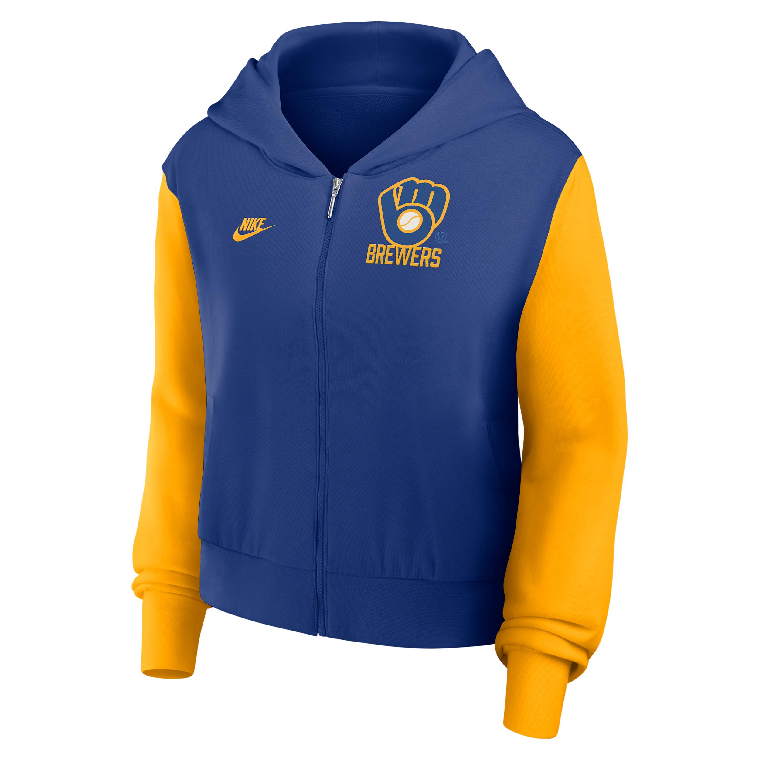 Milwaukee Brewers Cooperstown Nike Women's MLB Full-Zip Hoodie by NIKE
