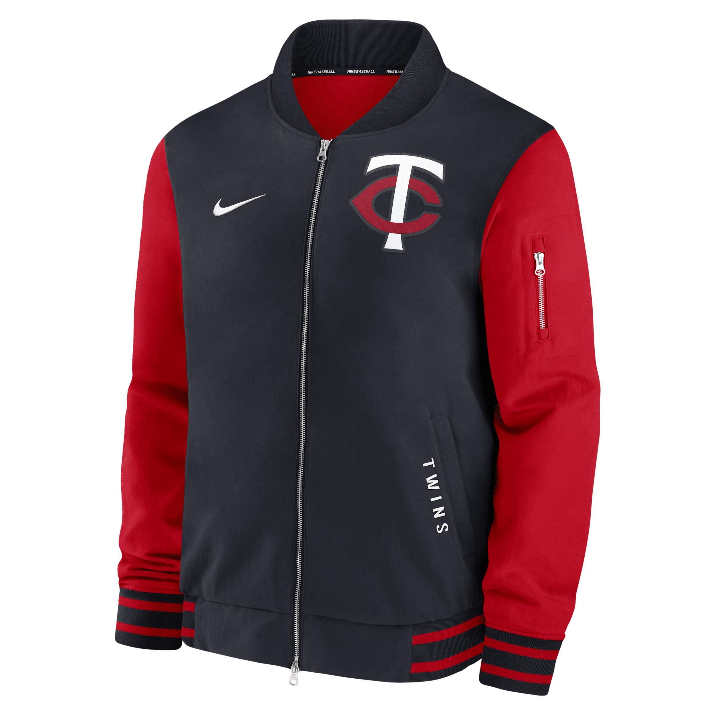 Minnesota Twins Authentic Collection Dugout Nike Men's MLB Full-Zip Bomber Jacket by NIKE