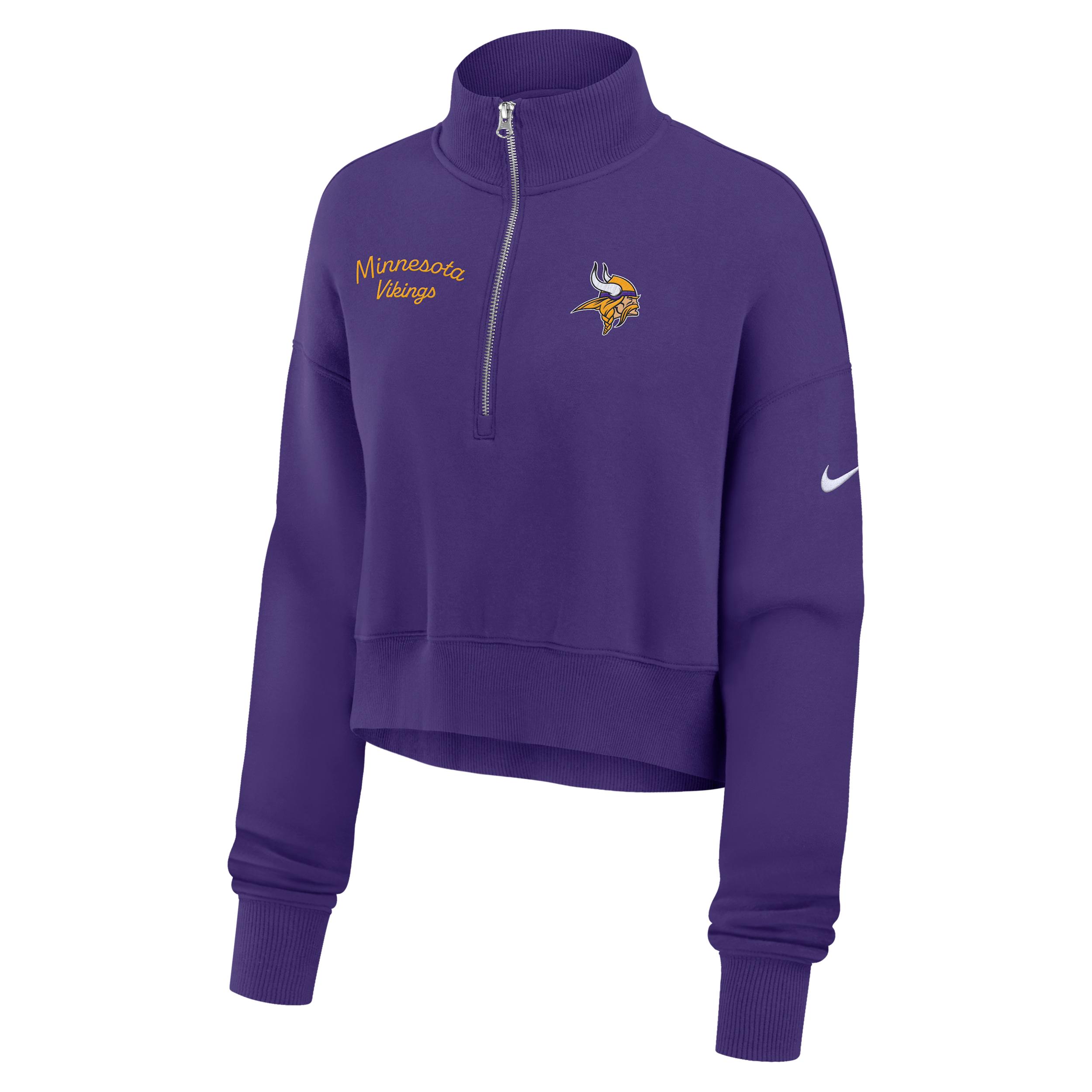 Minnesota Vikings Phoenix Nike Women's NFL Cropped 1/4-Zip Crew by NIKE