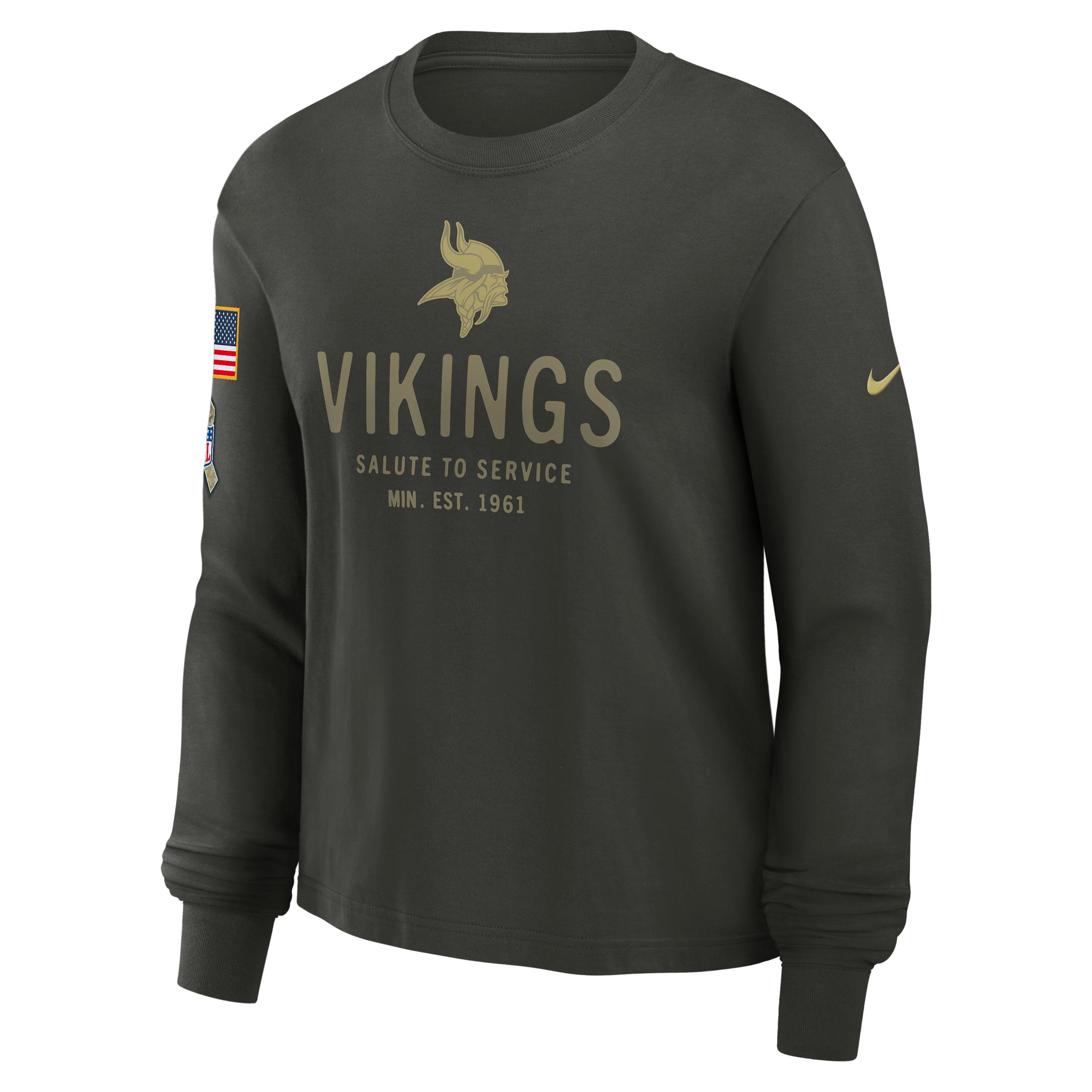 Minnesota Vikings Salute to Service Sideline Nike Women's Dri-FIT NFL Long-Sleeve T-Shirt by NIKE