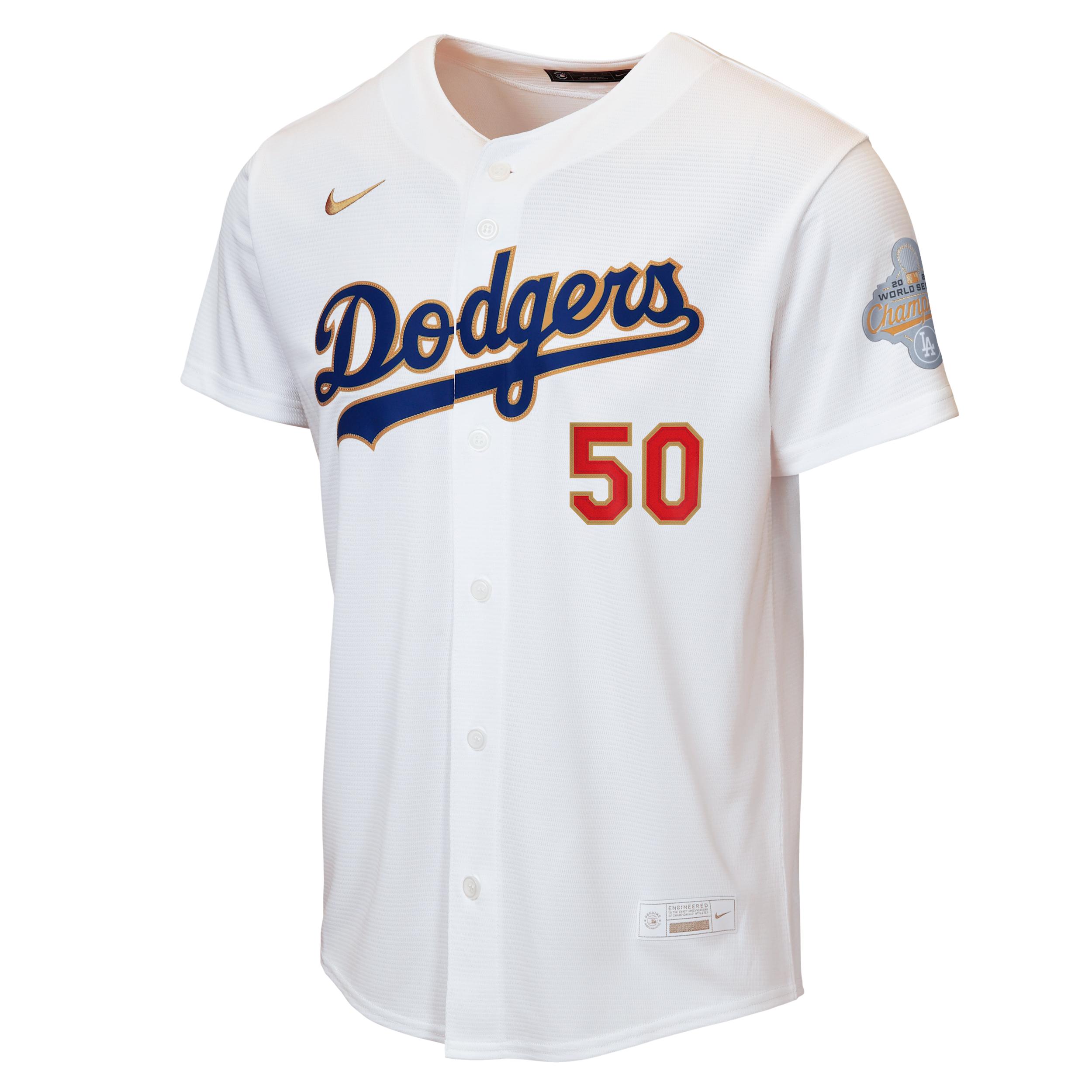 Mookie Betts Los Angeles Dodgers 2025 World Series Champions Gold Series Big Kids' Nike MLB Replica Jersey by NIKE