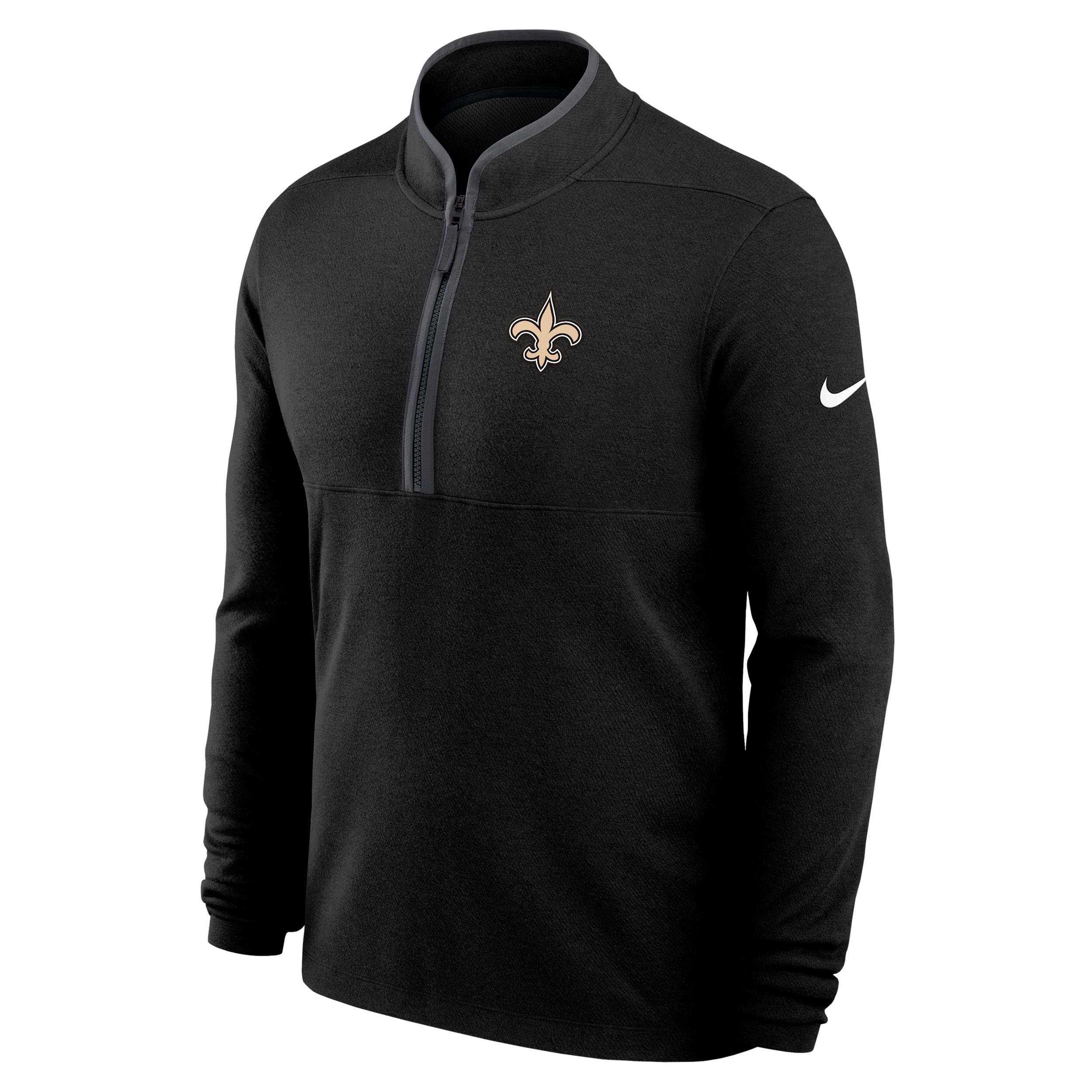 New Orleans Saints Logo Victory Nike Men's Dri-FIT NFL 1/2-Zip Long-Sleeve Top by NIKE