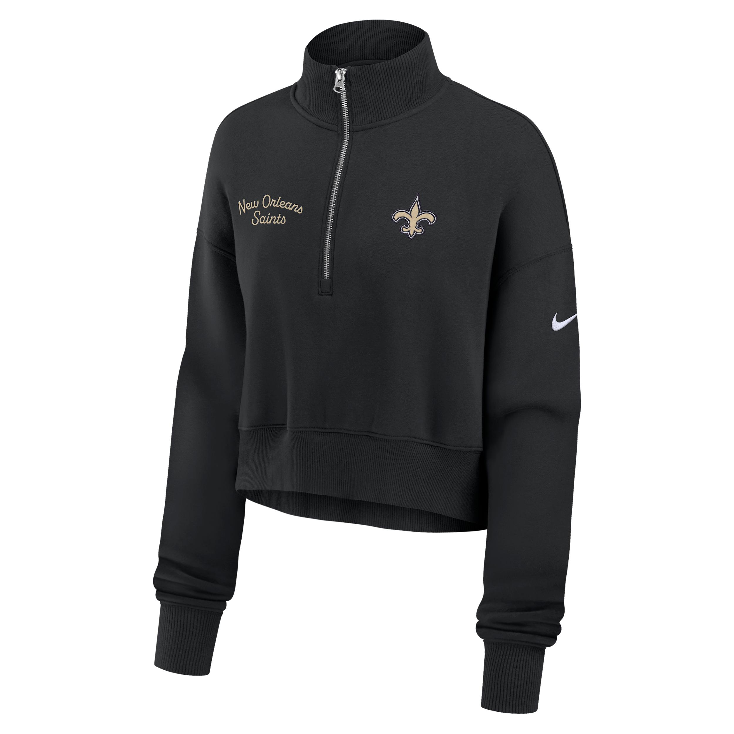 New Orleans Saints Phoenix Nike Women's NFL Cropped 1/4-Zip Crew by NIKE