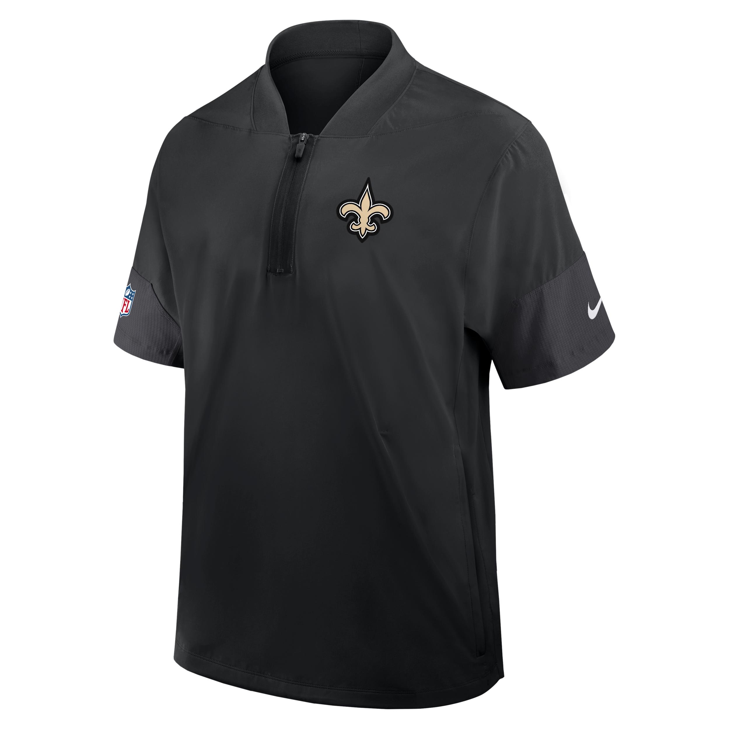 New Orleans Saints Sideline Coach Nike Men's NFL 1/2-Zip Short-Sleeve Jacket by NIKE