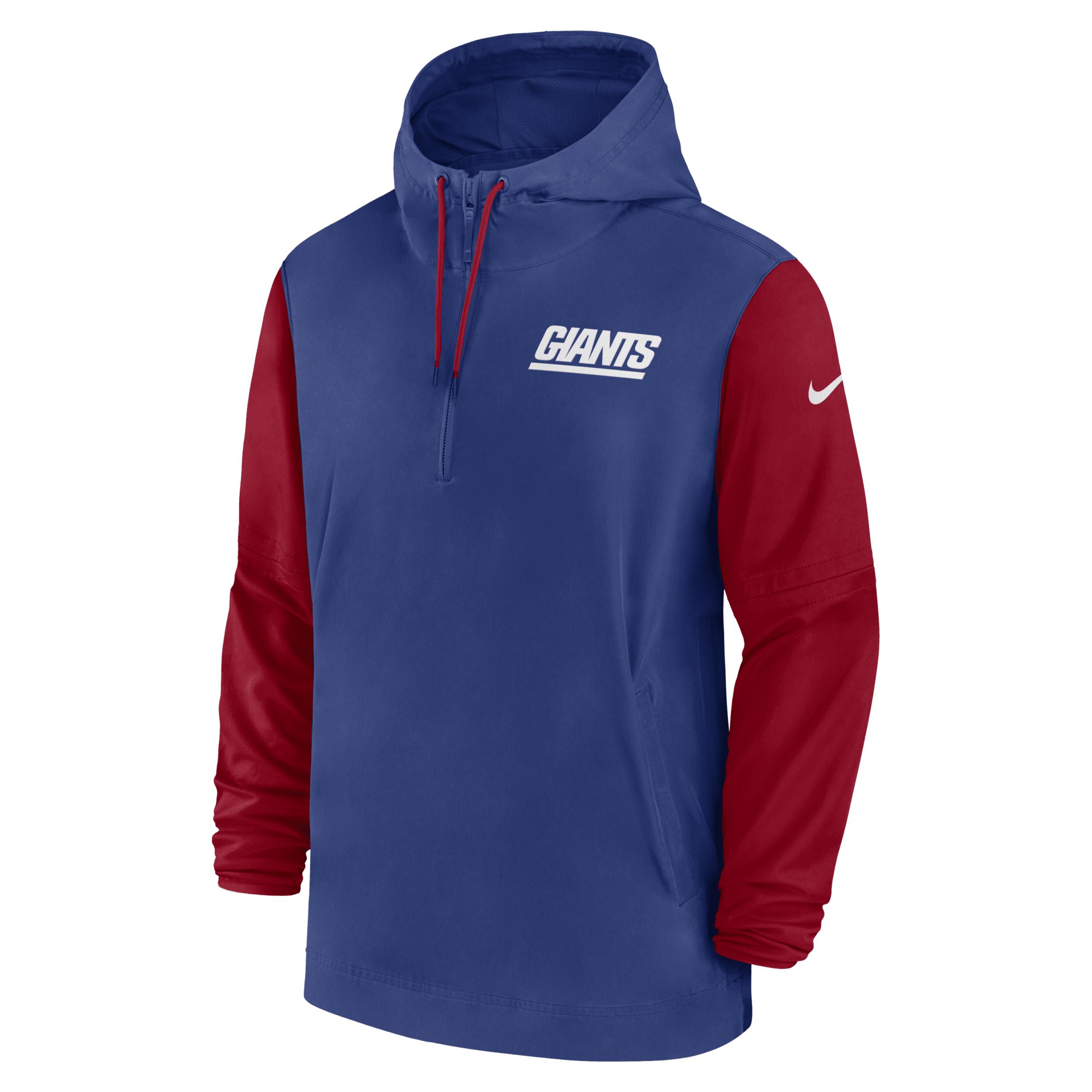 New York Giants Sideline Pre-Game Player Nike Men's NFL 1/2-Zip Hooded Jacket by NIKE