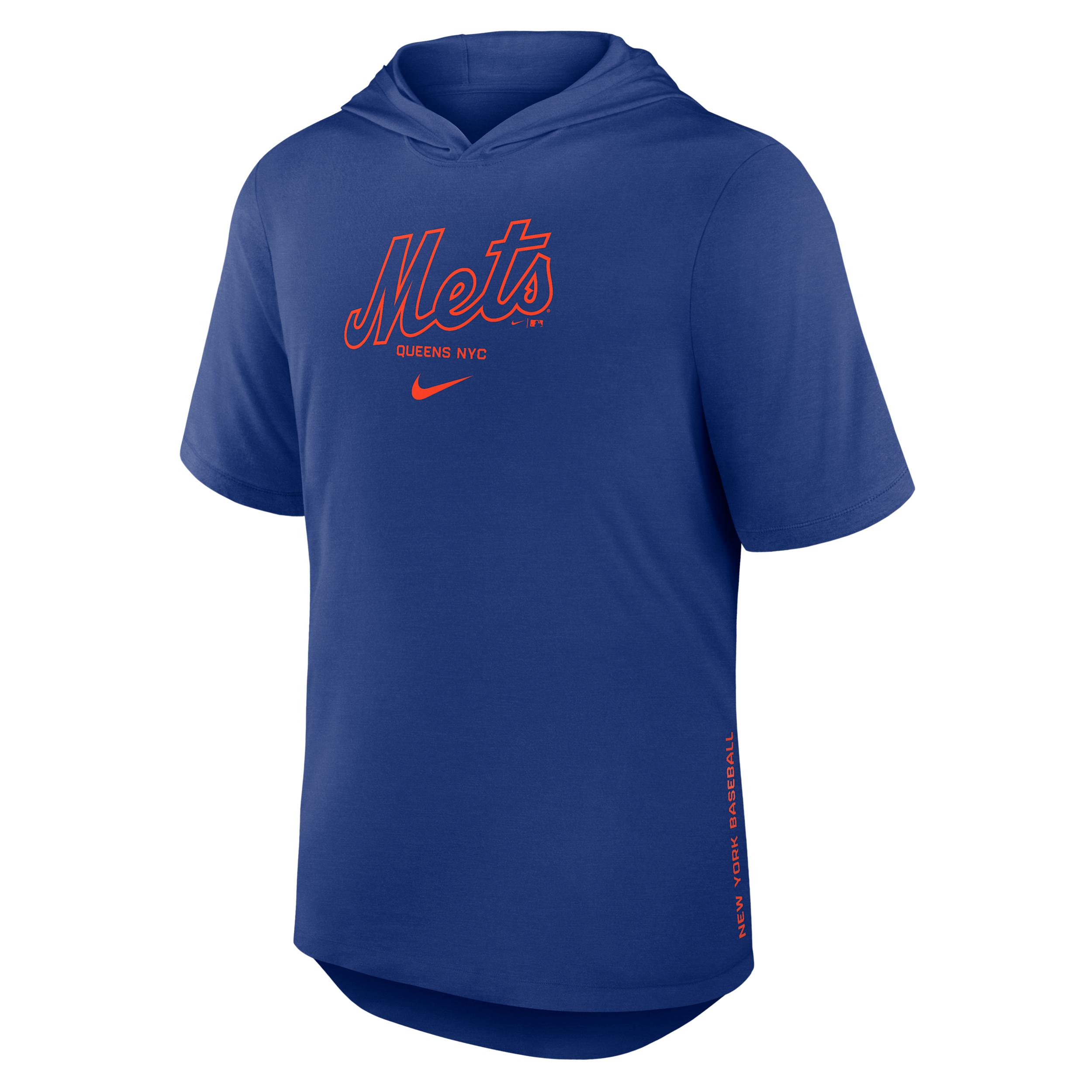 New York Mets Arched Wordmark Nike Men's Dri-FIT MLB Hooded T-Shirt by NIKE