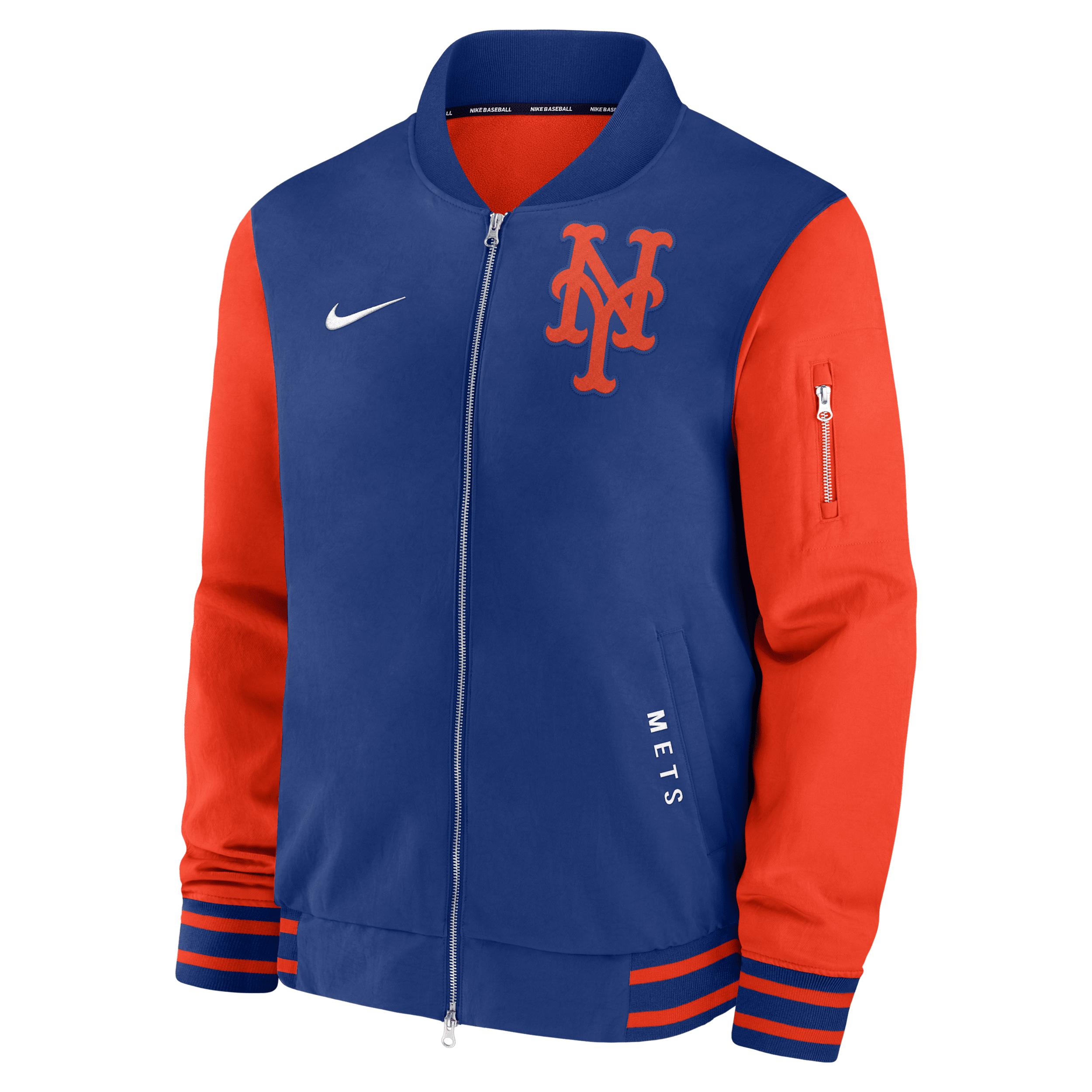 New York Mets Authentic Collection Dugout Nike Men's MLB Full-Zip Bomber Jacket by NIKE