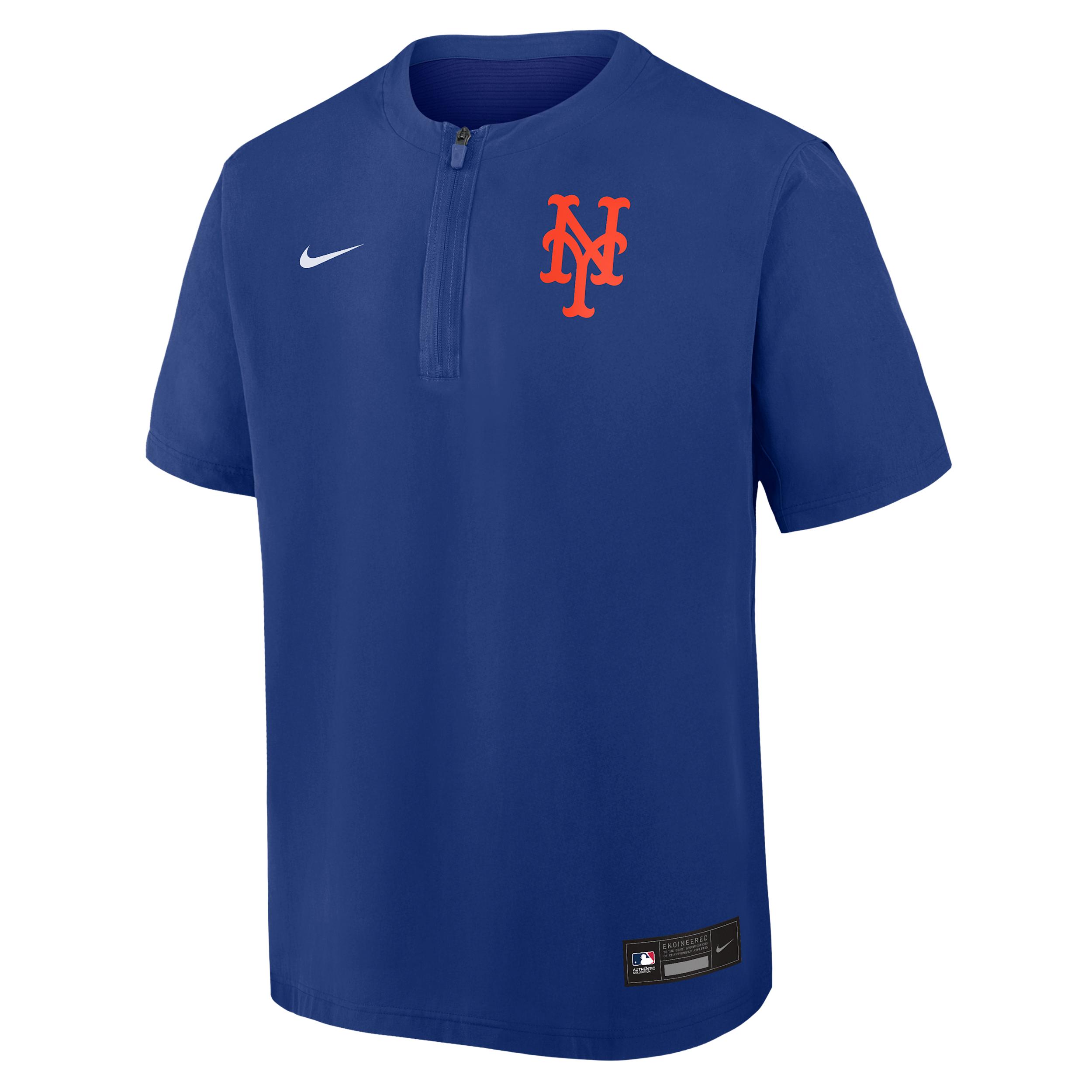 New York Mets Authentic Collection Nike Men's Dri-FIT MLB 1/4-Zip Short-Sleeve Windshirt by NIKE