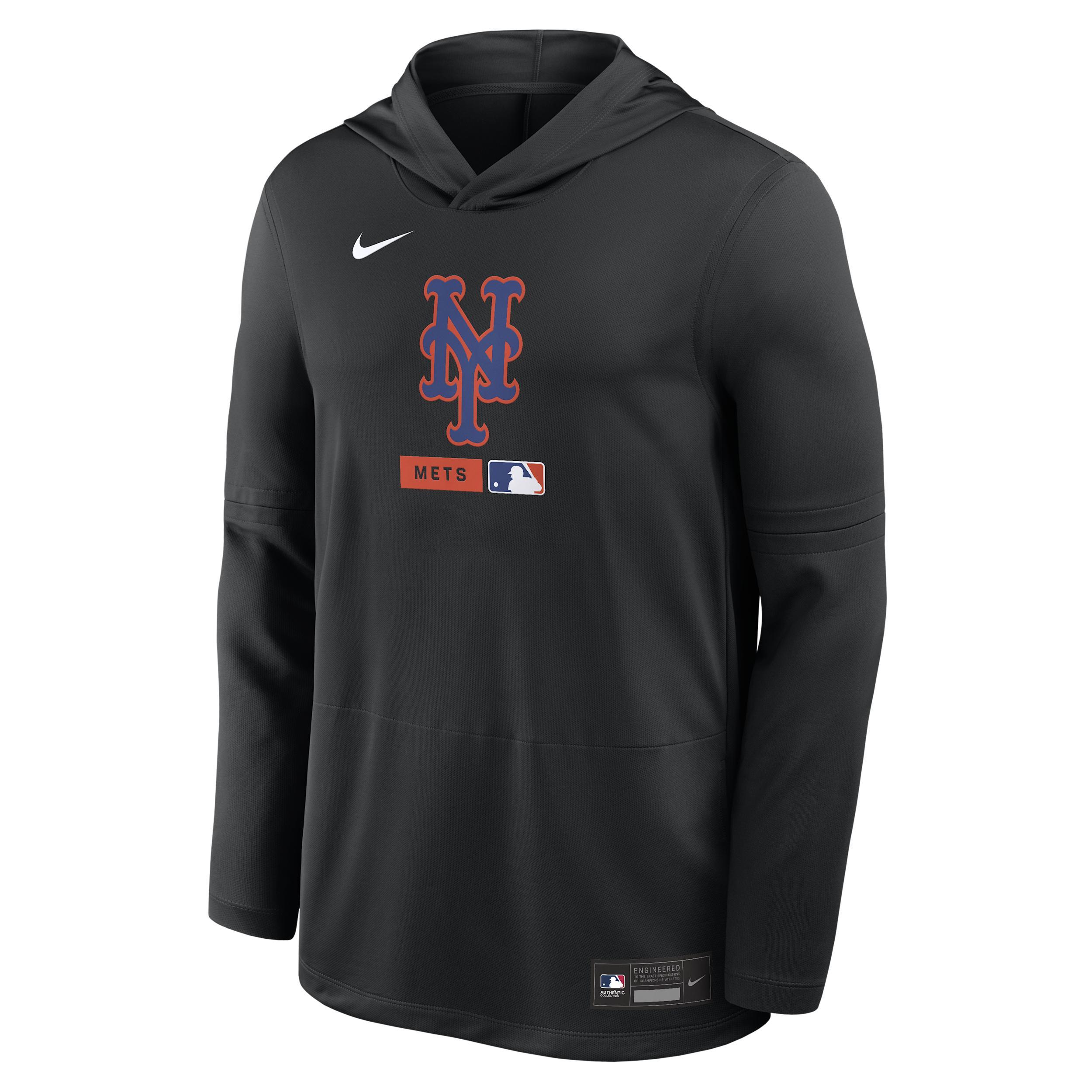 New York Mets Authentic Collection Nike Men's Dri-FIT MLB Long-Sleeve Hooded Top by NIKE
