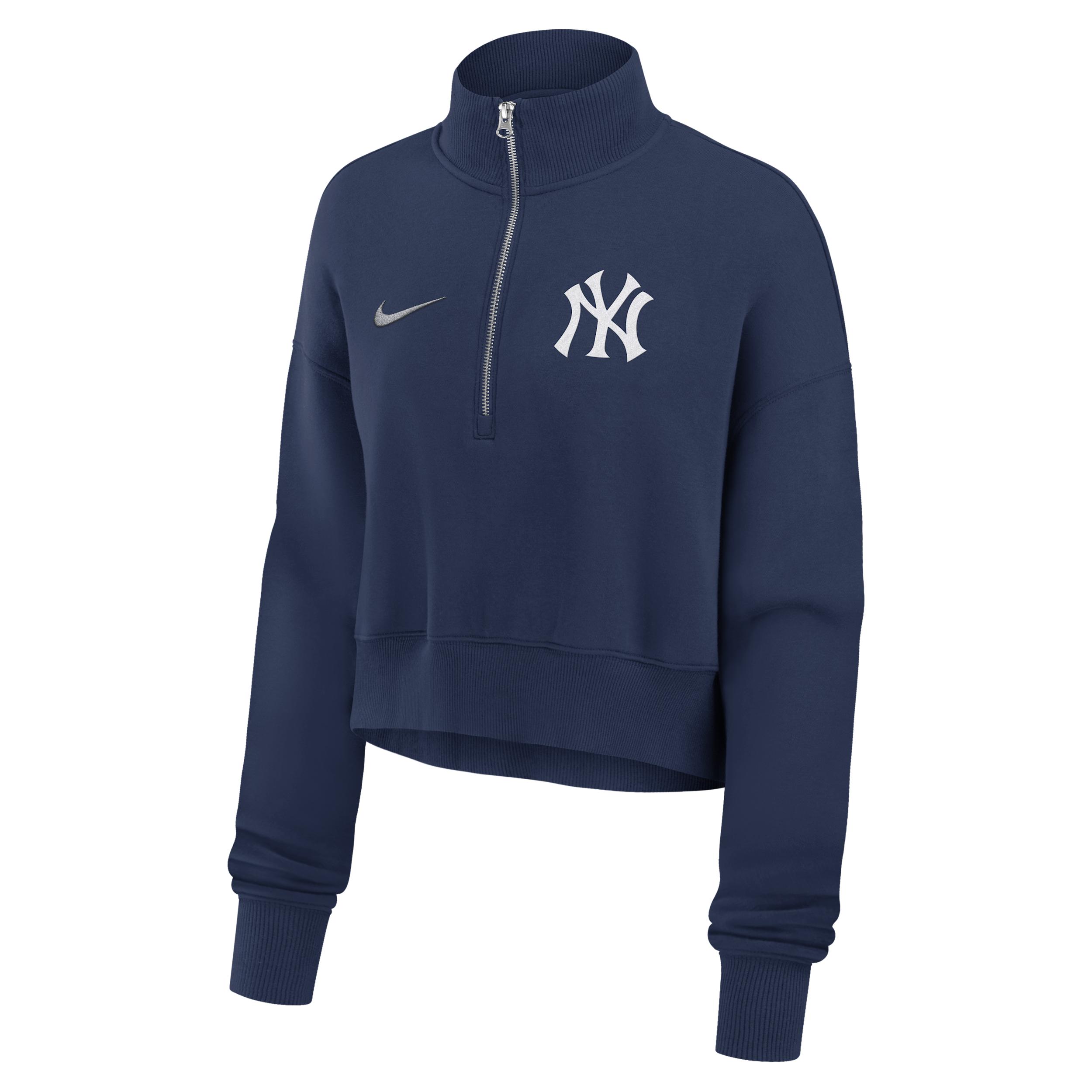 New York Yankees Phoenix Nike Women's MLB Cropped 1/4-Zip Crew by NIKE
