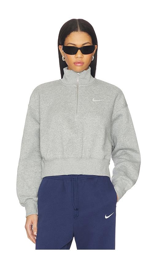 Nike 1/2 Zip Cropped Sweatshirt in Light Grey by NIKE