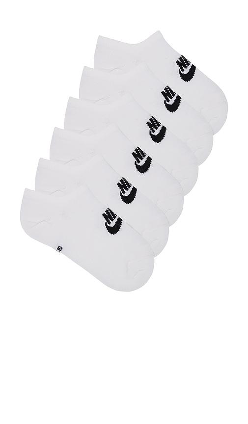 Nike 3 Pack No-Show Socks in White, Black in White by NIKE