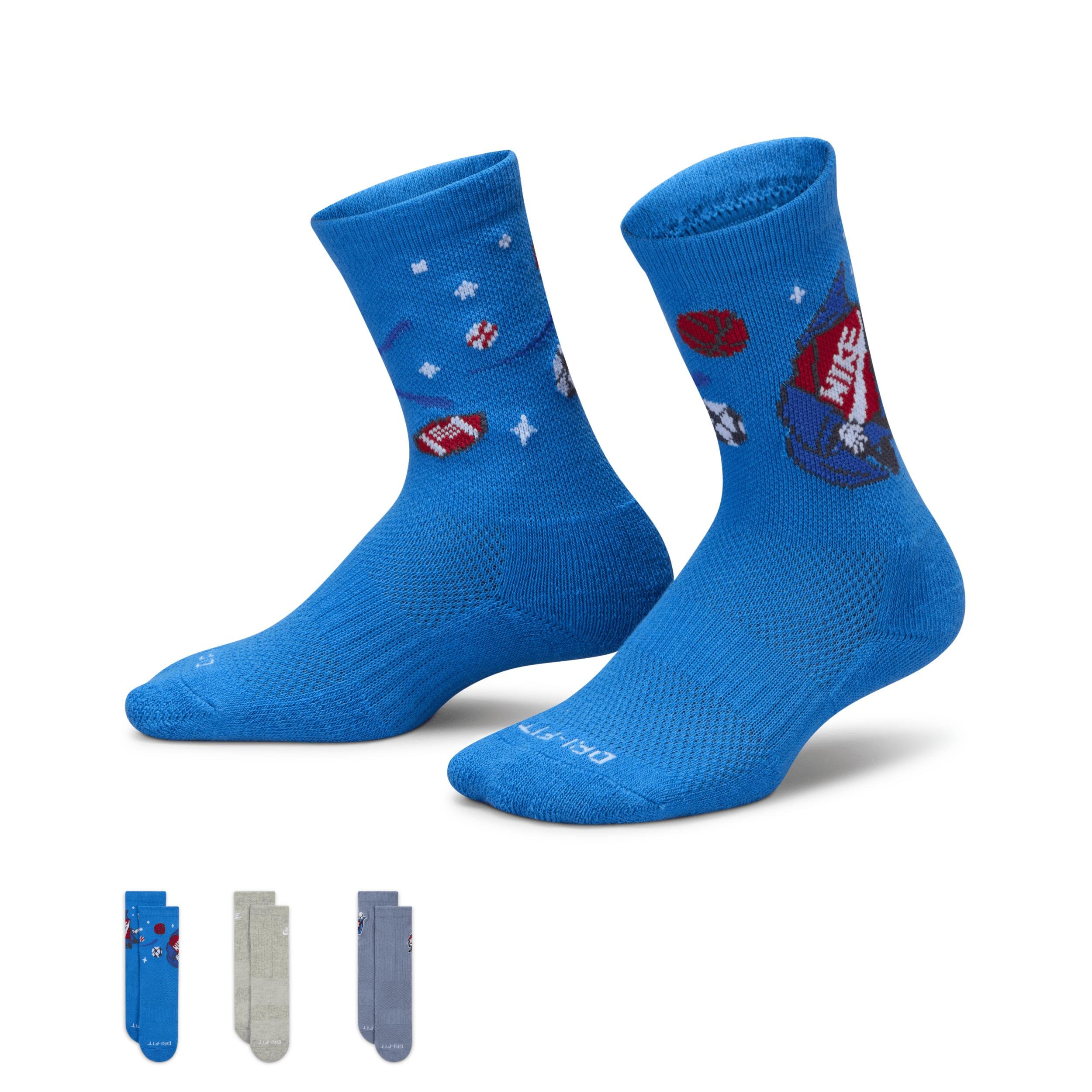 Nike Dri-FIT Little Kids' Boxy Crew Socks (3 Pairs) by NIKE