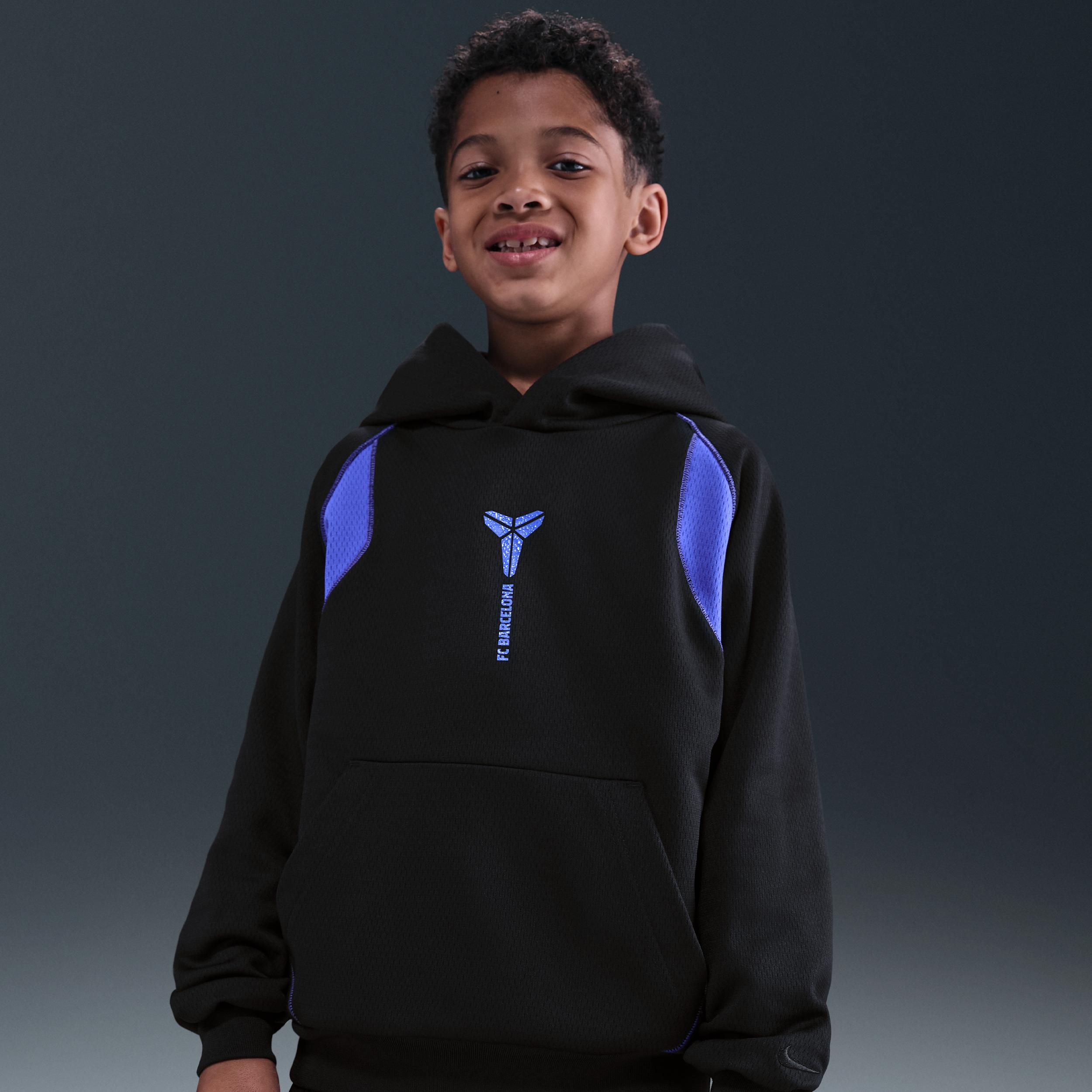 Nike FC Barcelona Away Big Kids' Kobe Therma-FIT Soccer Pullover Hoodie by NIKE