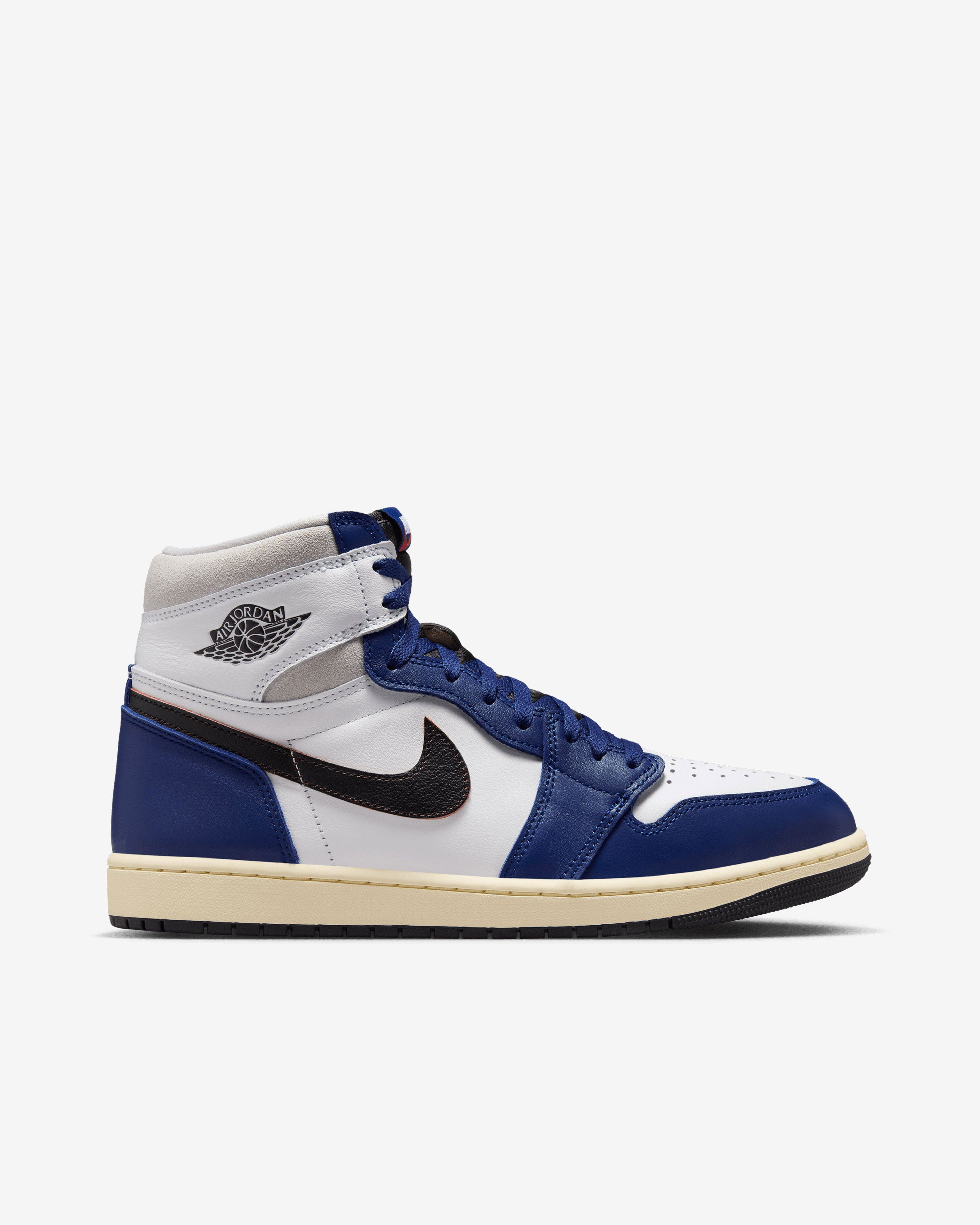 Nike - Men's Air Jordan 1 Retro High OG Sneakers - (White/Blue/Black) by NIKE Nike - Men's Air Jordan 1 Retro High OG Sneakers - (White/Blue/Black) by NIKE