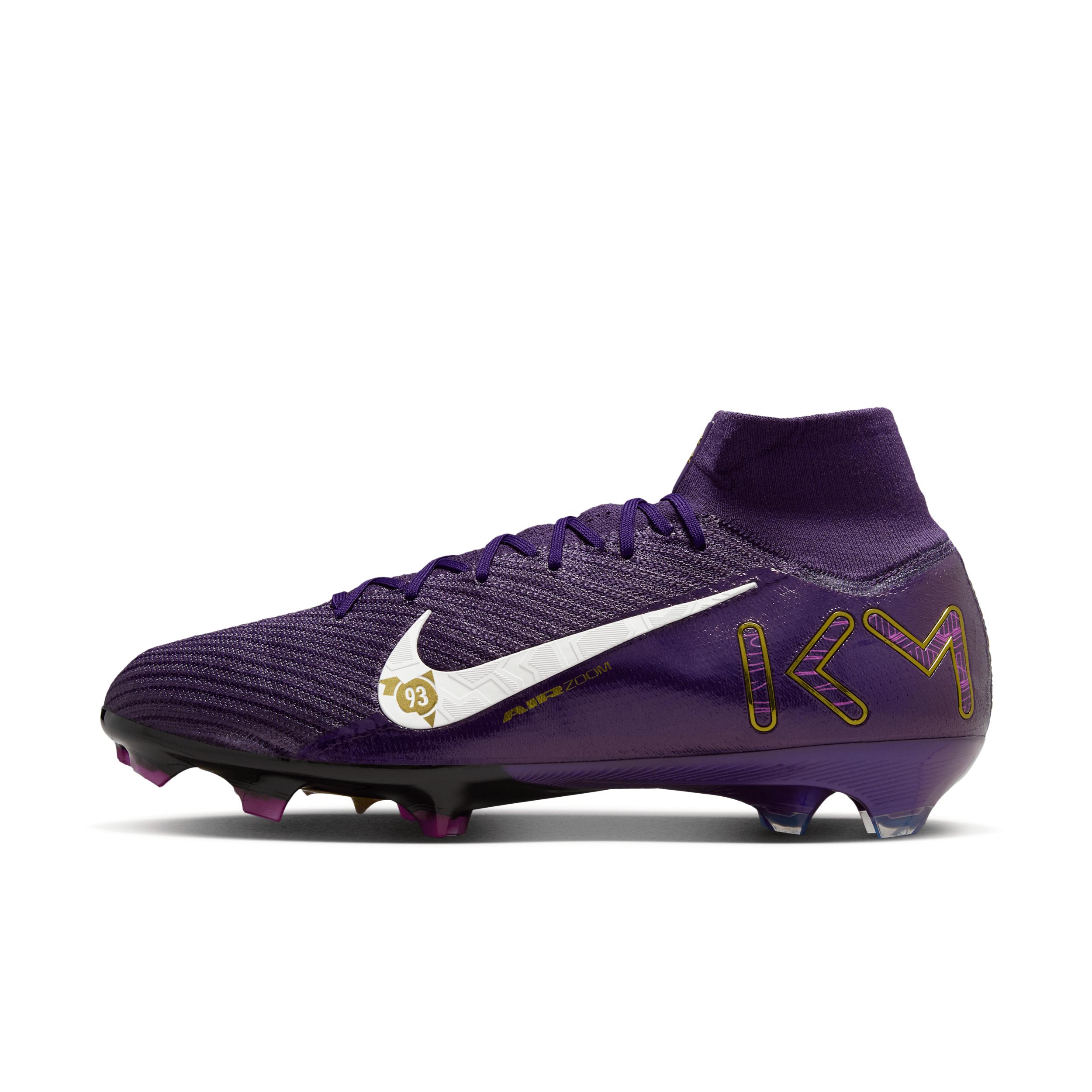 Nike Men's Mercurial Superfly 10 Elite "Kylian Mbappé" Firm-Ground High-Top Soccer Cleats by NIKE Nike Men's Mercurial Superfly 10 Elite "Kylian Mbappé" Firm-Ground High-Top Soccer Cleats by NIKE