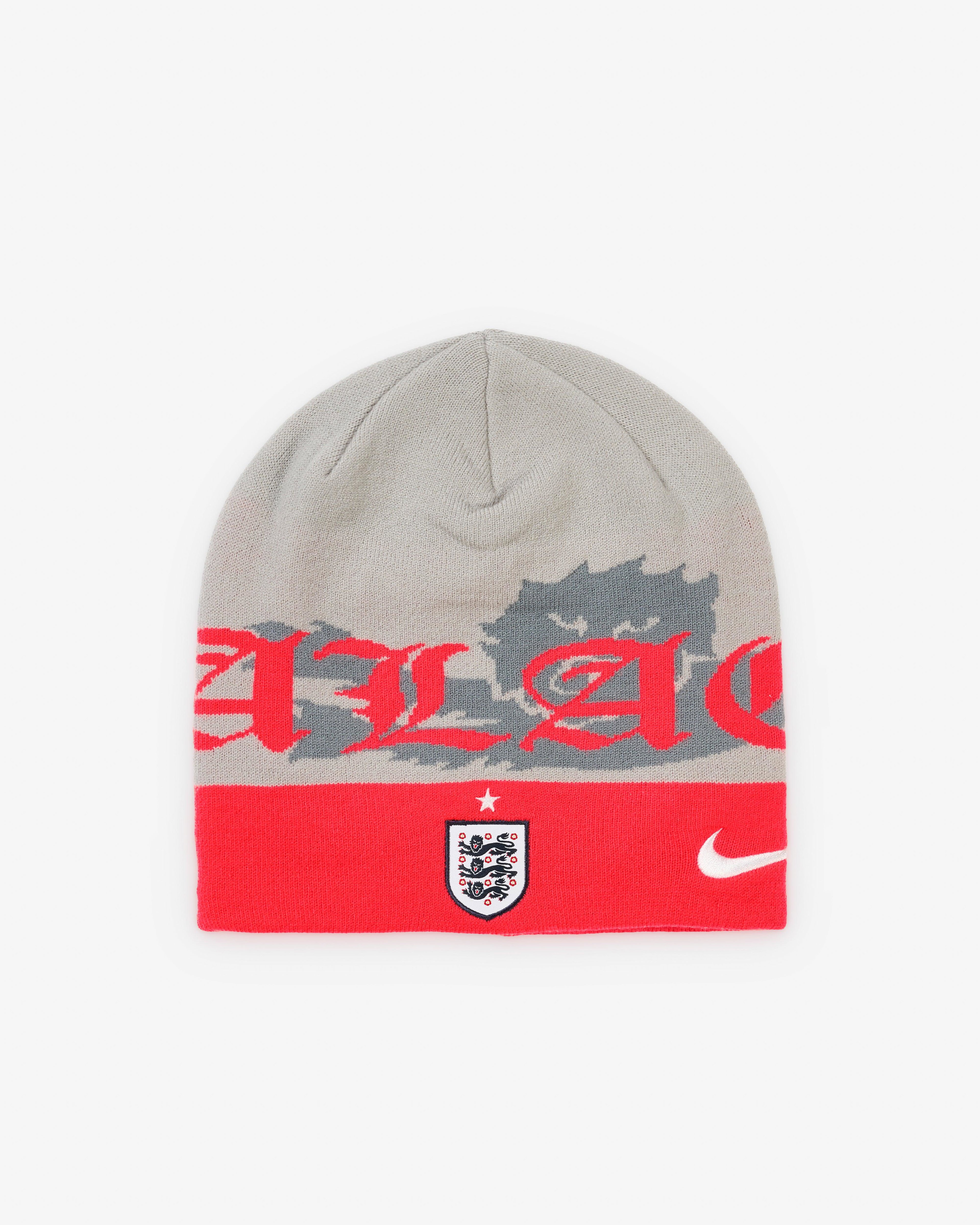 Nike - Men's Palace X England Uncuffed Beanie - (Pewter Grey/Bright Crimson) by NIKE