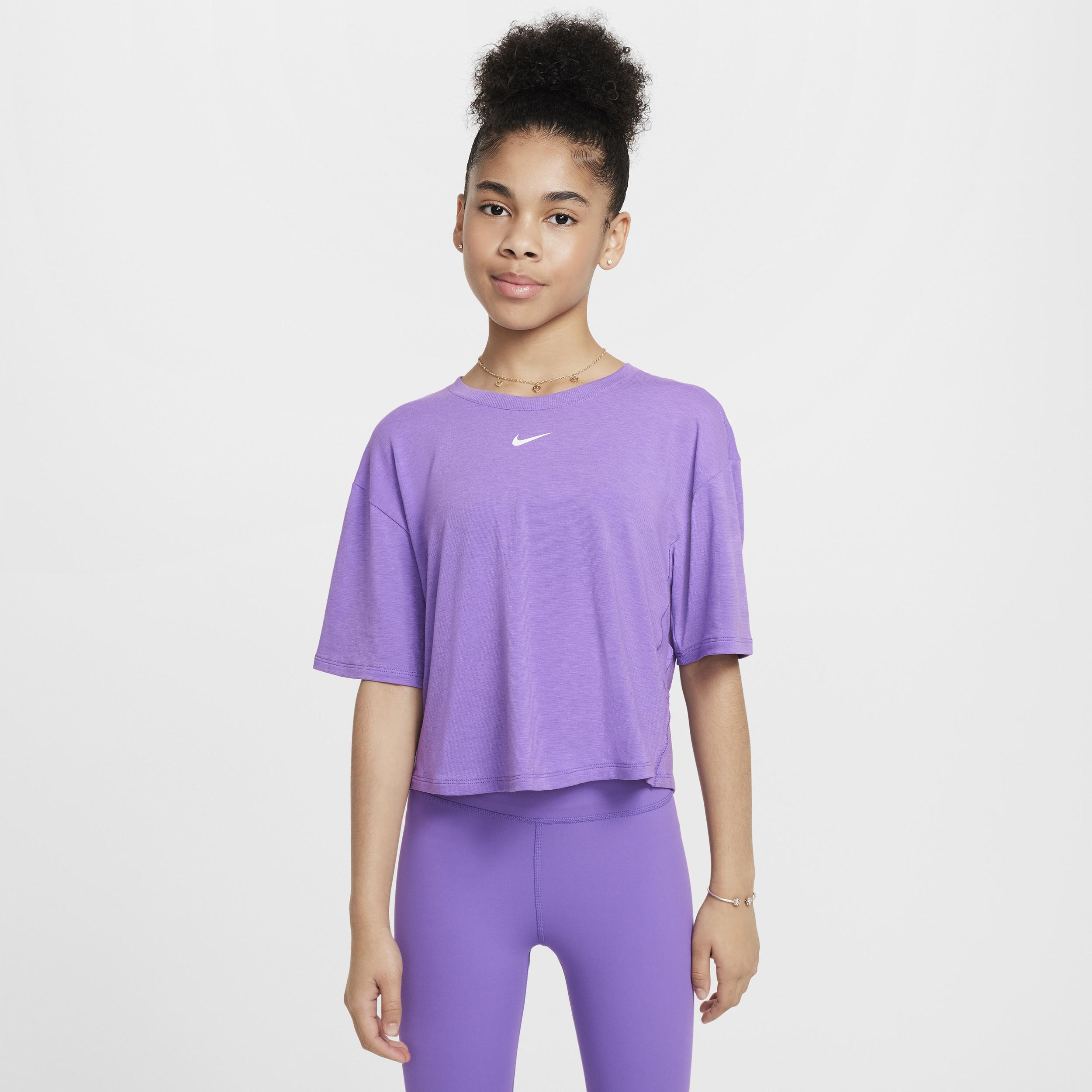 Nike One Relaxed Big Kids' (Girls') Dri-FIT Short-Sleeve Top by NIKE