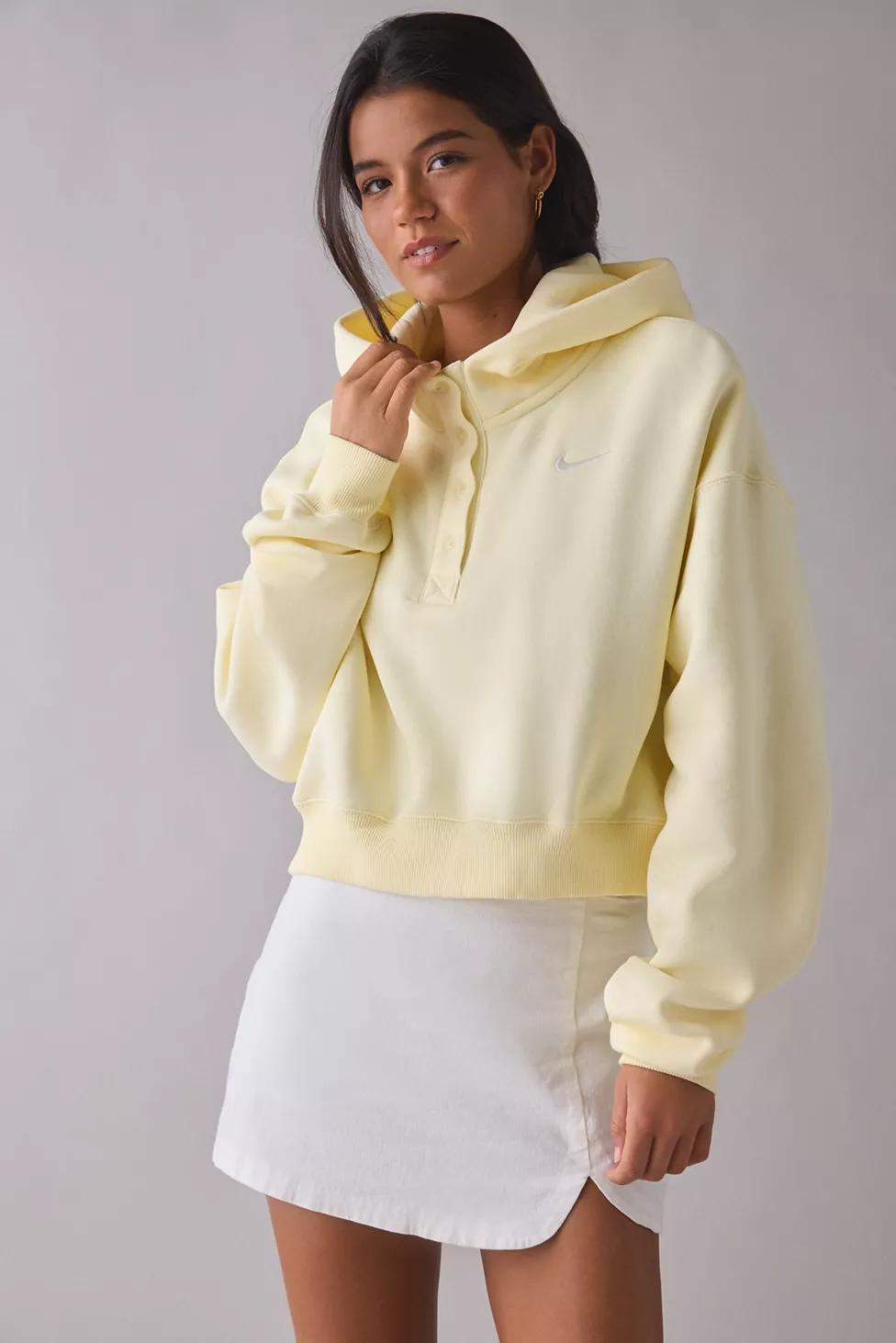 Nike Phoenix Fleece Cropped Oversized Henley Hoodie Sweatshirt by NIKE