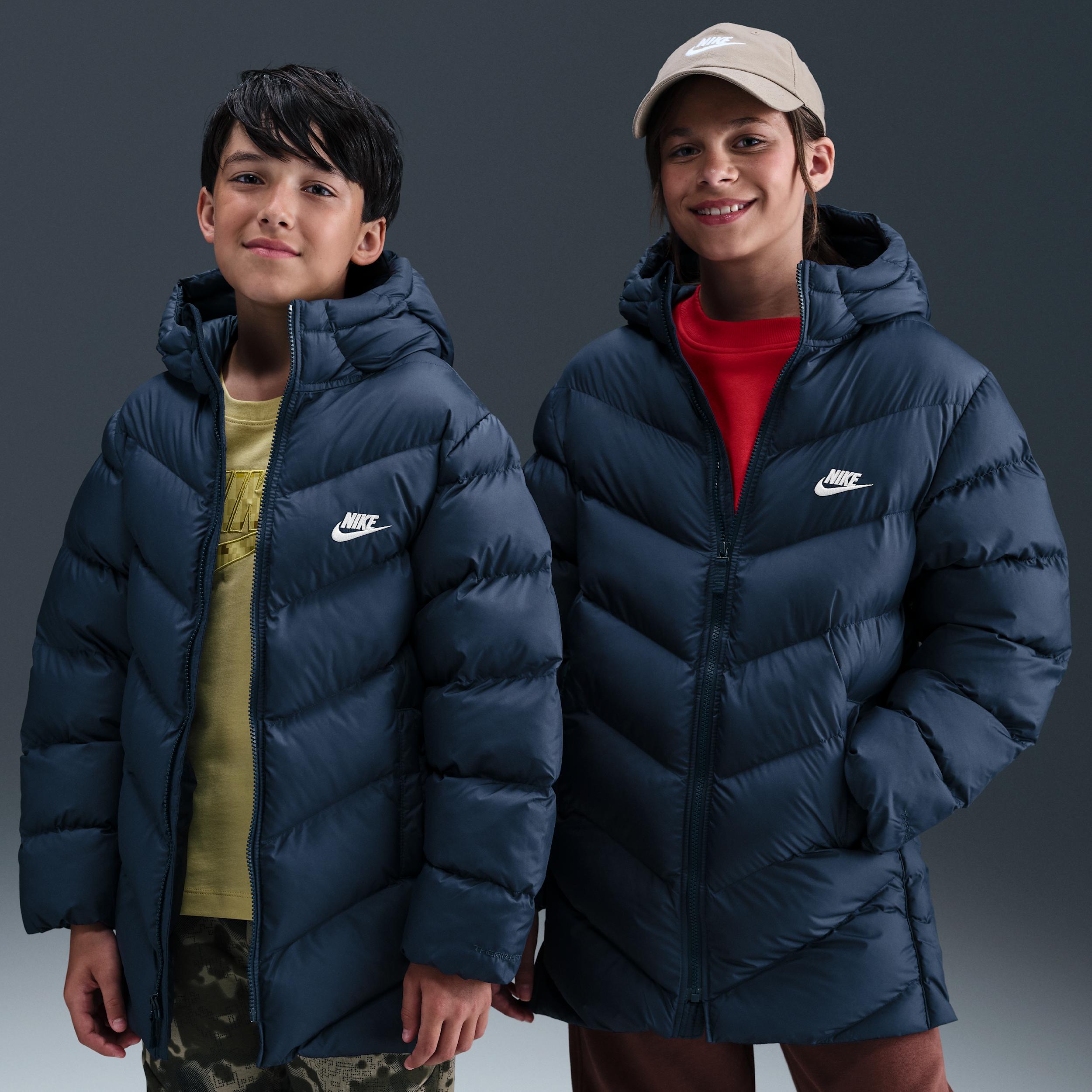 Nike Sportswear All Day Play Big Kids' Therma-FIT Loose-Fit Mid-Length Puffer Jacket by NIKE