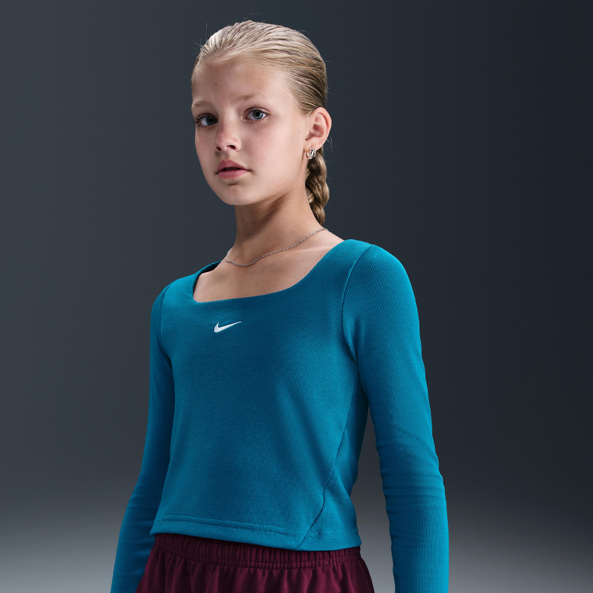 Nike Sportswear Big Kids' (Girls') Long-Sleeve Square-Neck Top by NIKE